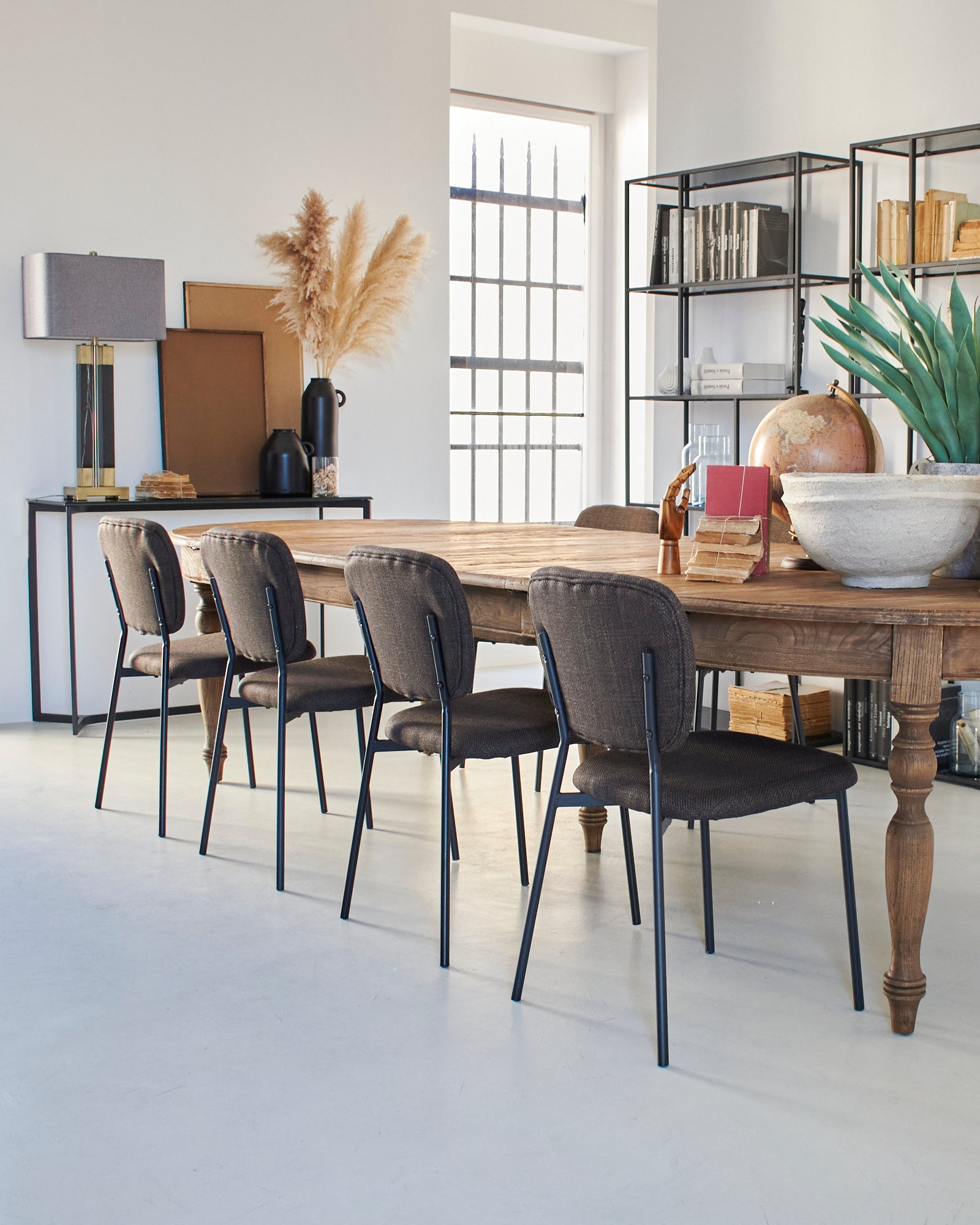 Sedia moderna in tessuto dark brown e ferro Baltimora - OrchideaMilano1981
