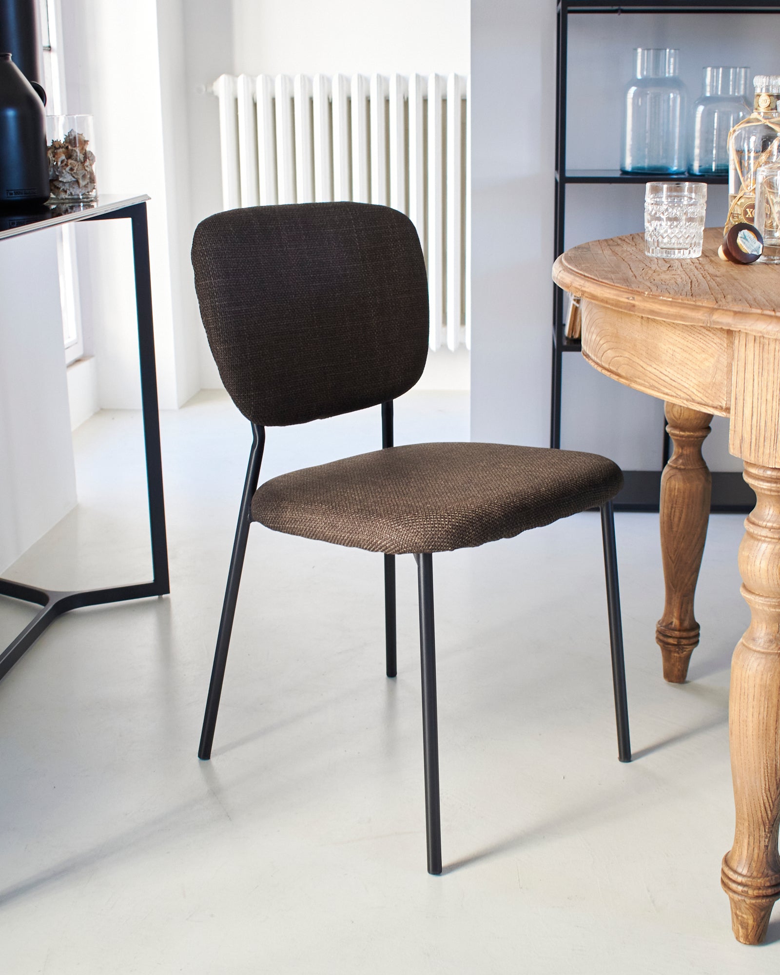 Sedia moderna in tessuto dark brown e ferro Baltimora - OrchideaMilano1981