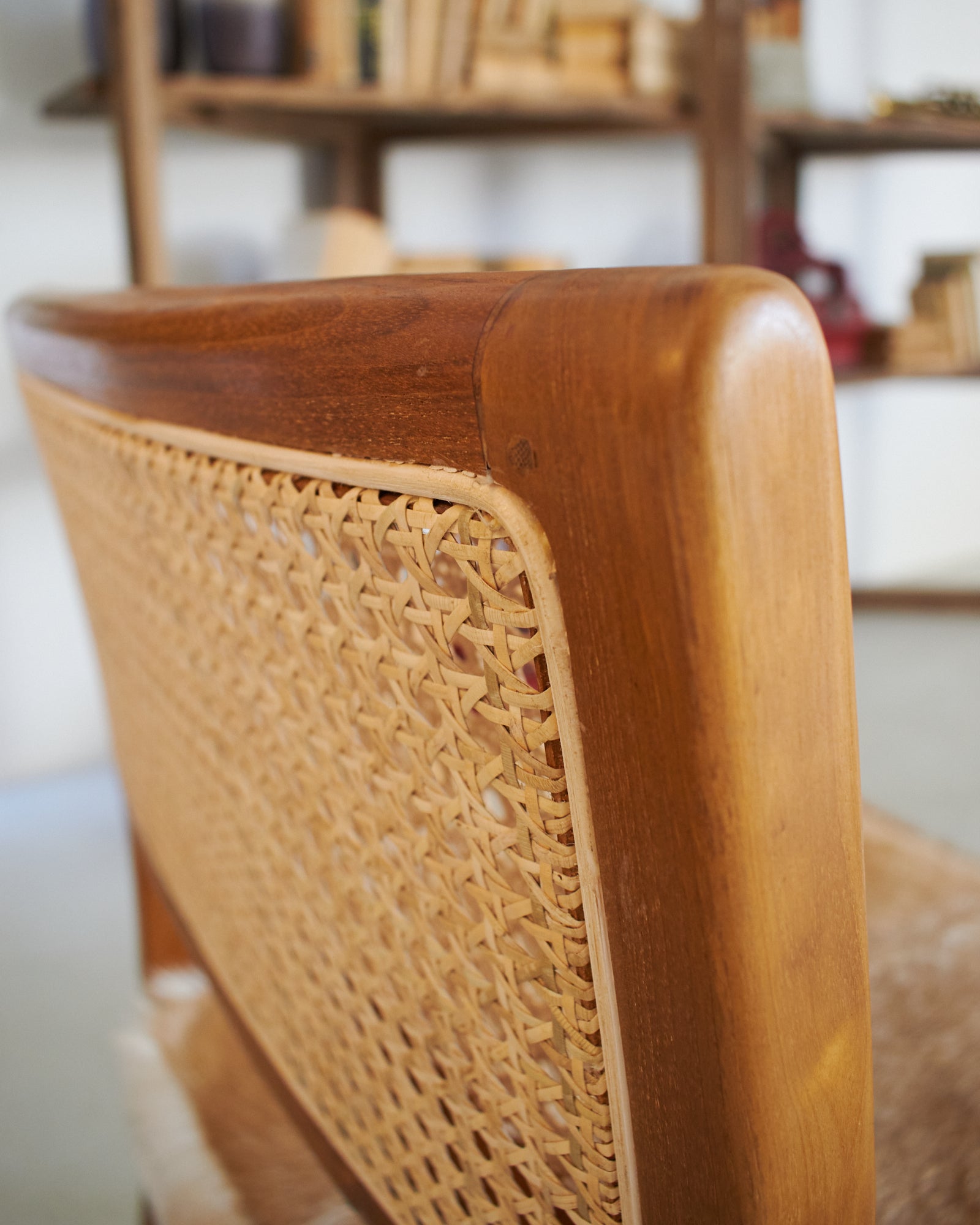 Poltrona in legno, pelle di capra e rattan Aspen - OrchideaMilano1981