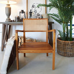 Poltrona in legno, pelle di capra e rattan Aspen - OrchideaMilano1981