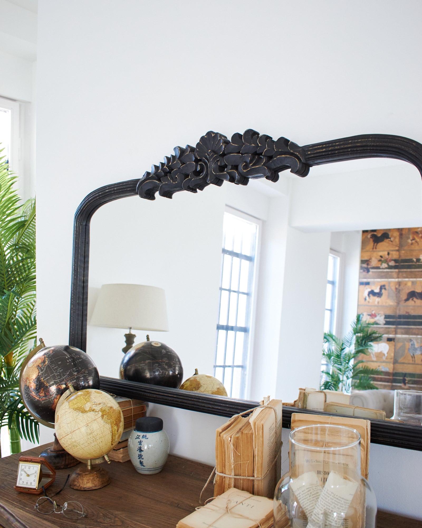 Specchiera da parete in legno Crown Black - OrchideaMilano1981
