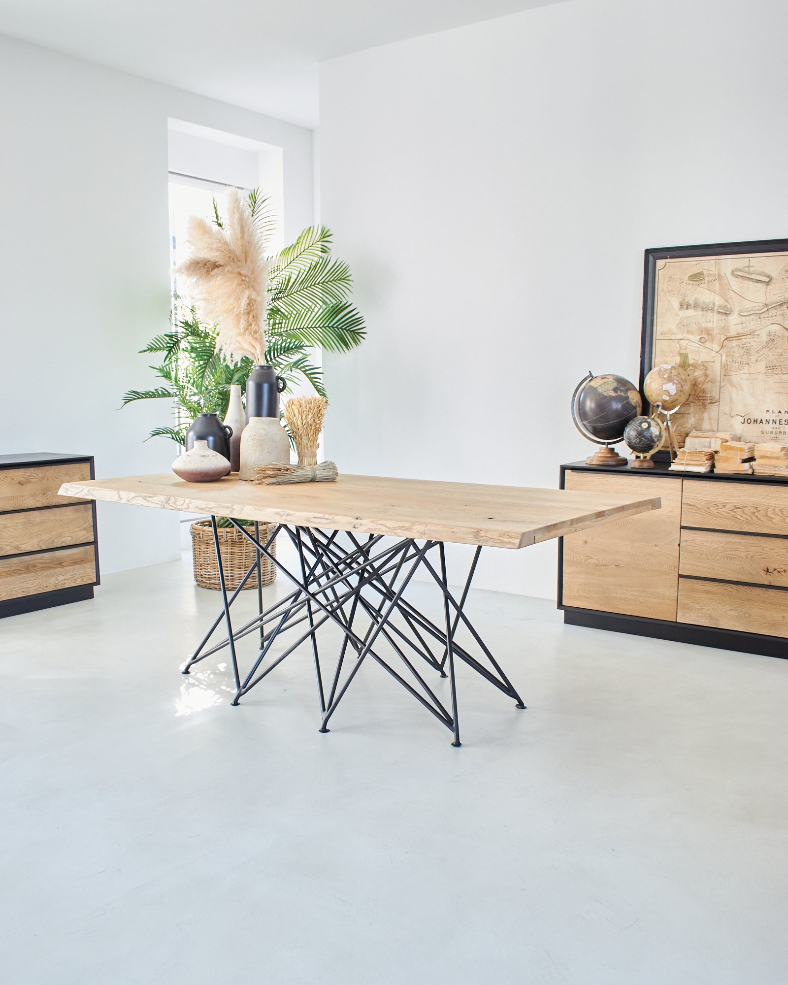 Tavolo in legno massello di rovere e ferro Oakwood 200 cm - OrchideaMilano1981