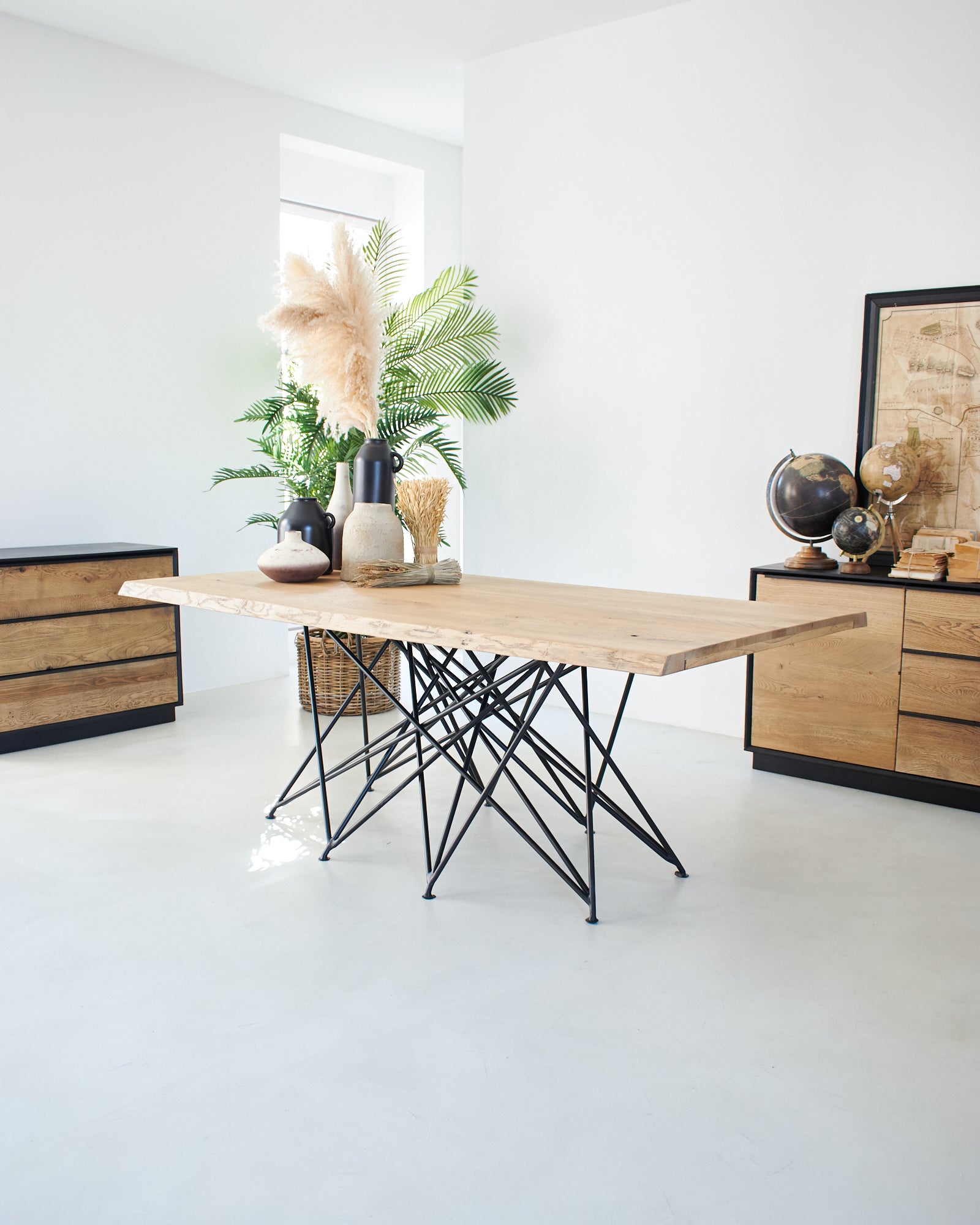 Tavolo in legno massello di rovere e ferro Oakwood 200 cm - OrchideaMilano1981