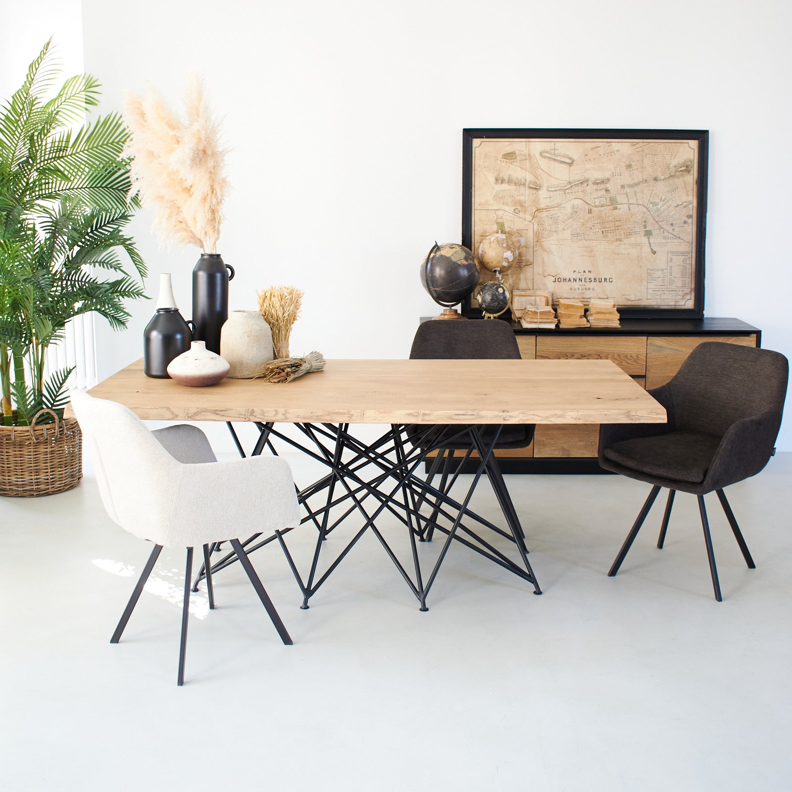 Tavolo in legno massello di rovere e ferro Oakwood 200 cm - OrchideaMilano1981