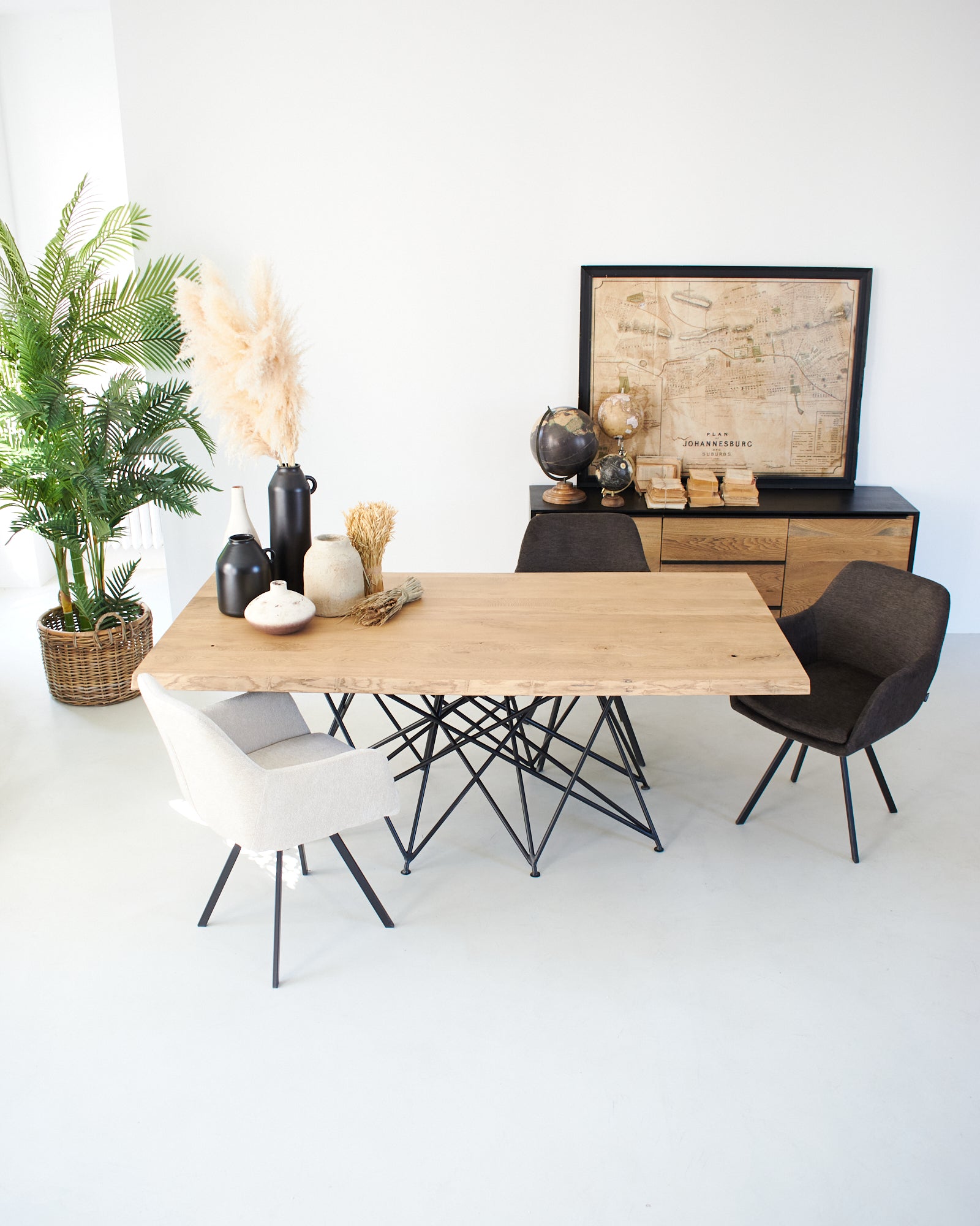 Tavolo in legno massello di rovere e ferro Oakwood 200 cm - OrchideaMilano1981