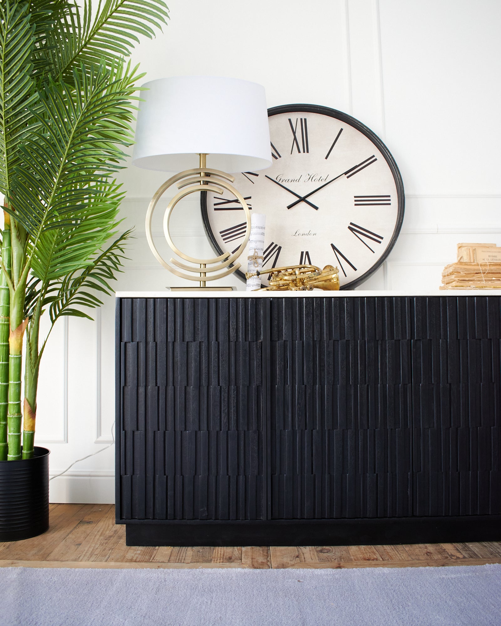 Credenza moderna in legno massello e marmo 5th Avenue 174 cm - OrchideaMilano1981