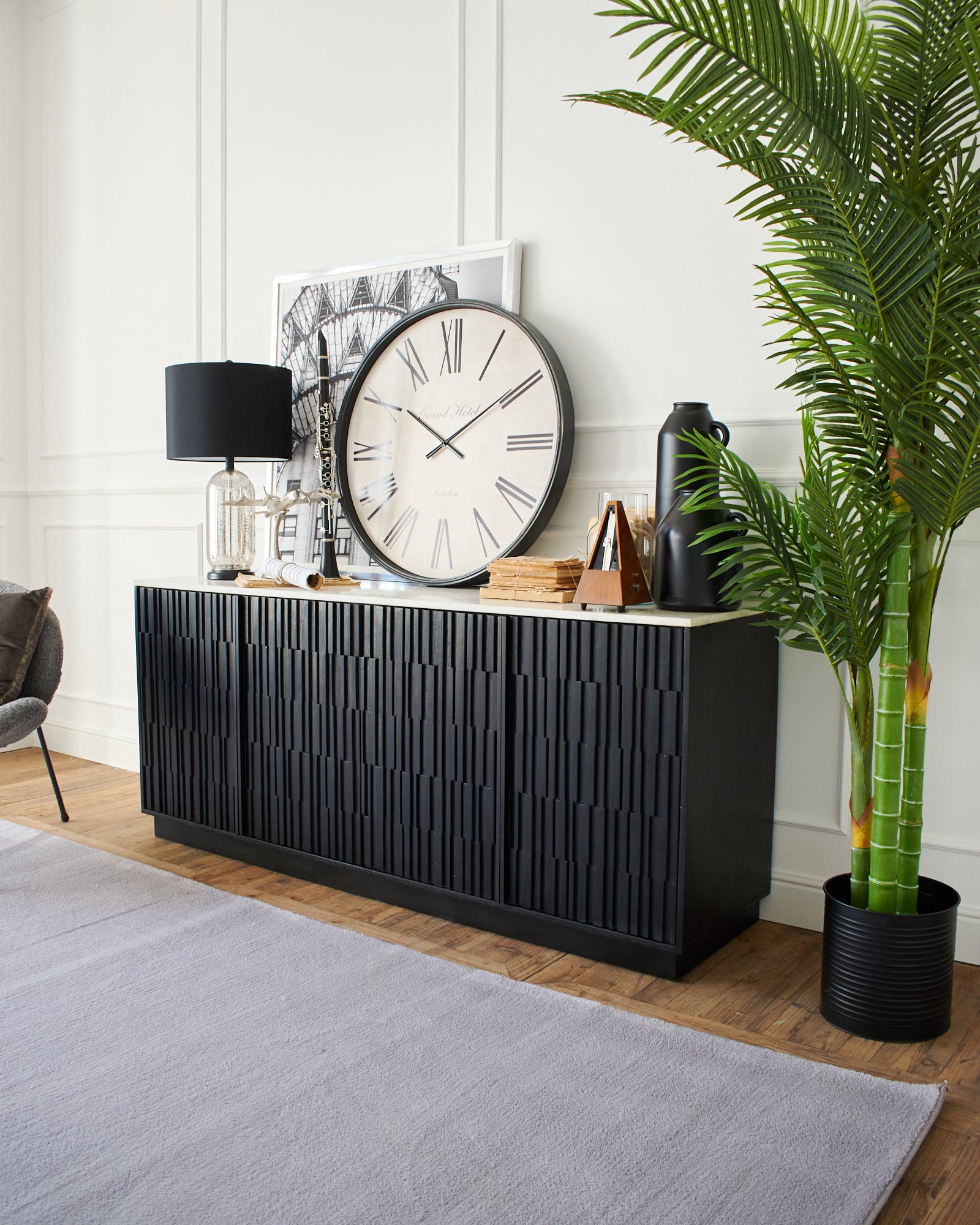 Credenza moderna in legno massello e marmo 5th Avenue 174 cm - OrchideaMilano1981