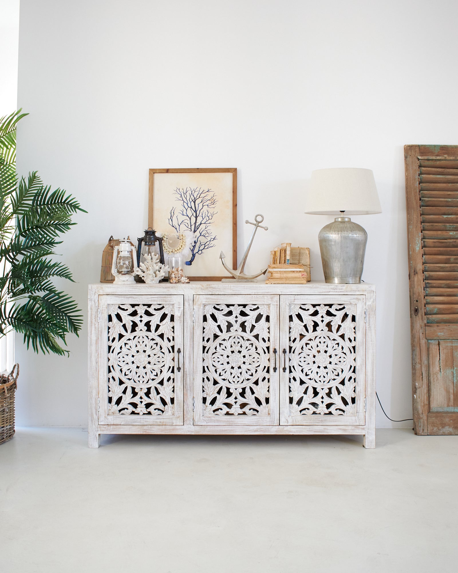 Credenza in legno di mango massello intagliato Jodhpur Big 160 cm - OrchideaMilano1981
