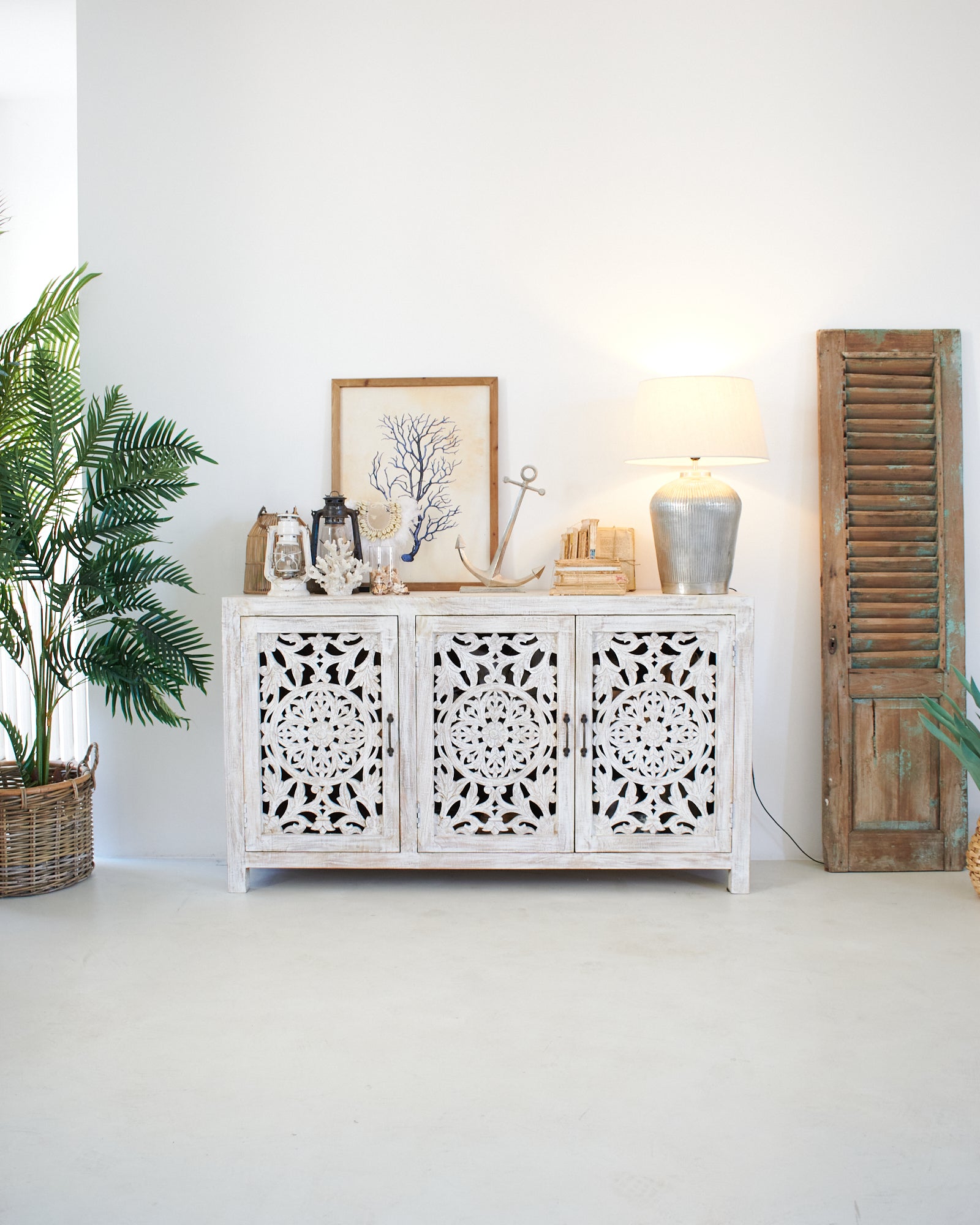 Credenza in legno di mango massello intagliato Jodhpur Big 160 cm - OrchideaMilano1981