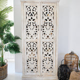 Armadio in legno di mango massello intagliato Jodhpur 95 cm - OrchideaMilano1981