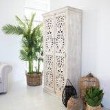Armadio in legno di mango massello intagliato Jodhpur 95 cm - OrchideaMilano1981