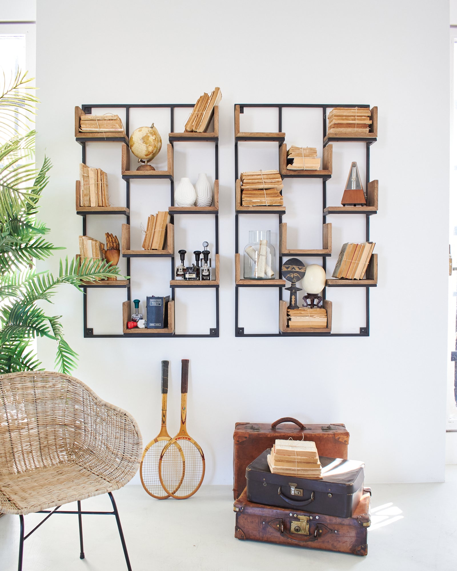 Libreria da parete in legno e ferro Segno 70 cm - OrchideaMilano1981