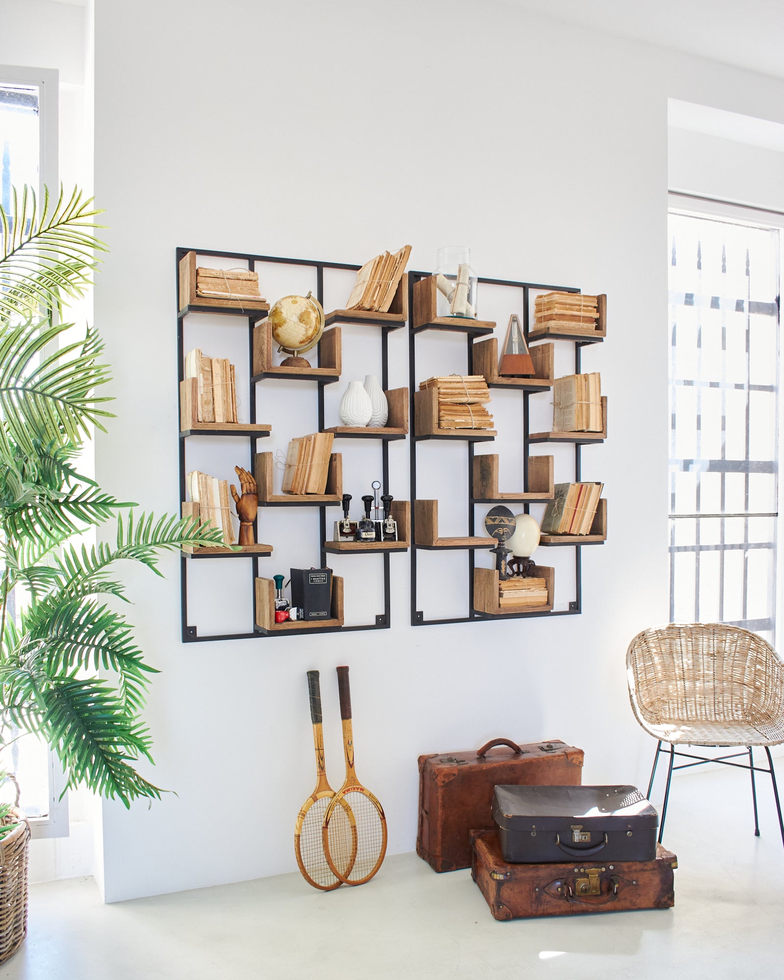 Libreria da parete in legno e ferro Segno 70 cm - OrchideaMilano1981