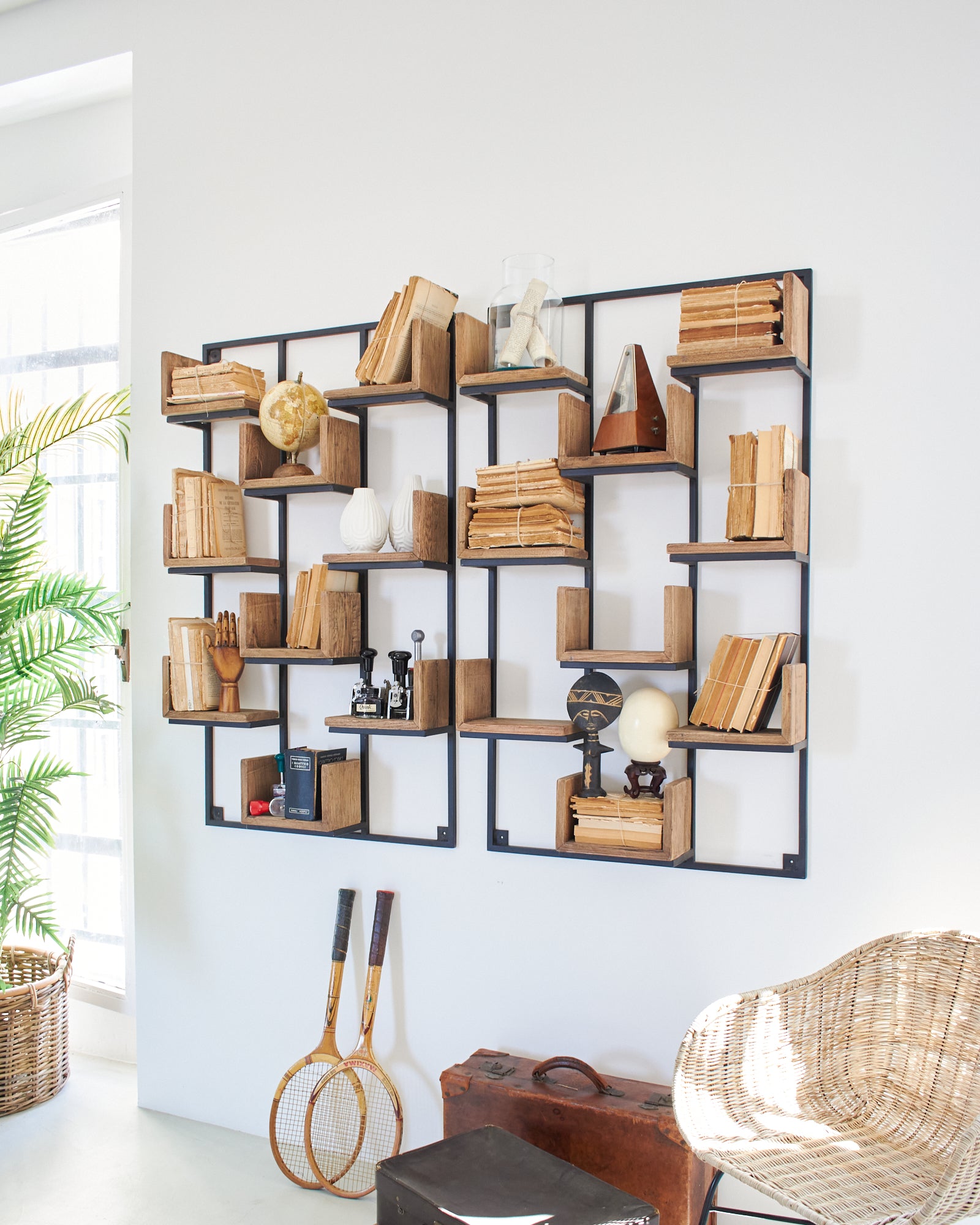 Libreria da parete in legno e ferro Segno 70 cm - OrchideaMilano1981