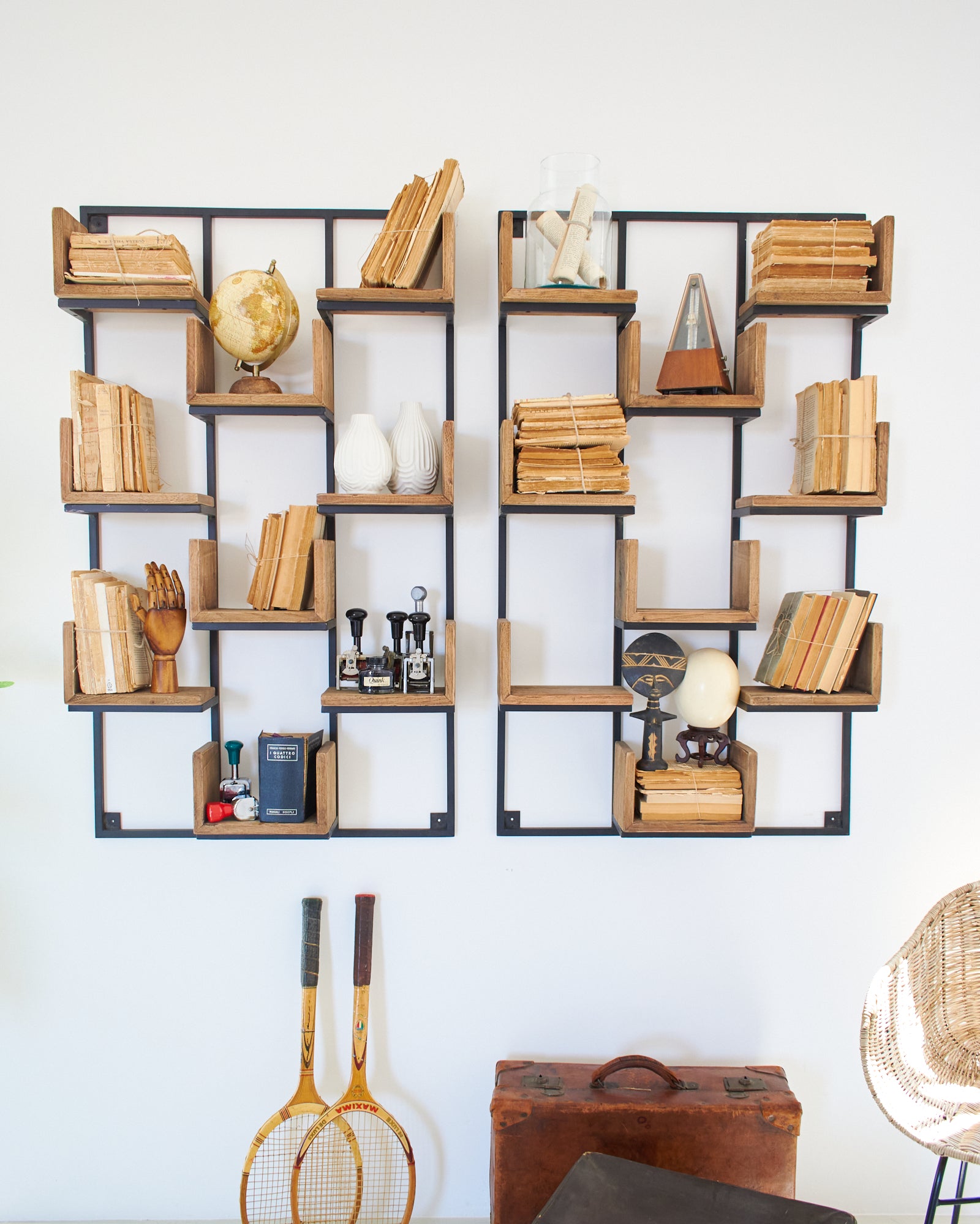 Libreria da parete in legno e ferro Segno 70 cm - OrchideaMilano1981