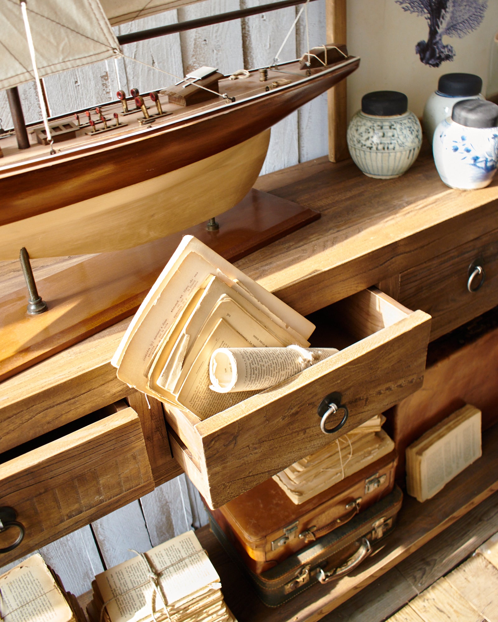 Consolle 4 cassetti in legno massello Grenier - OrchideaMilano1981