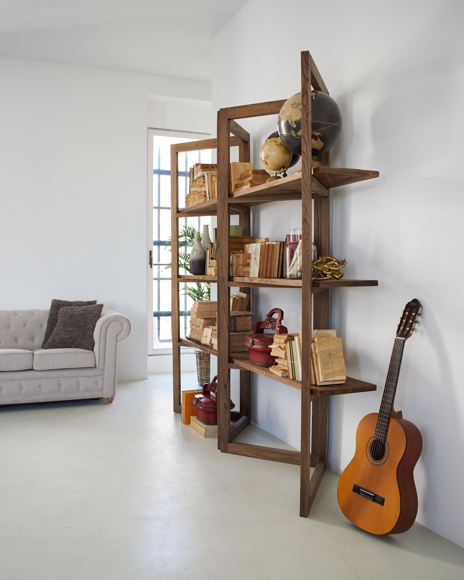 Libreria in legno di olmo di recupero Grange 200 cm - OrchideaMilano1981