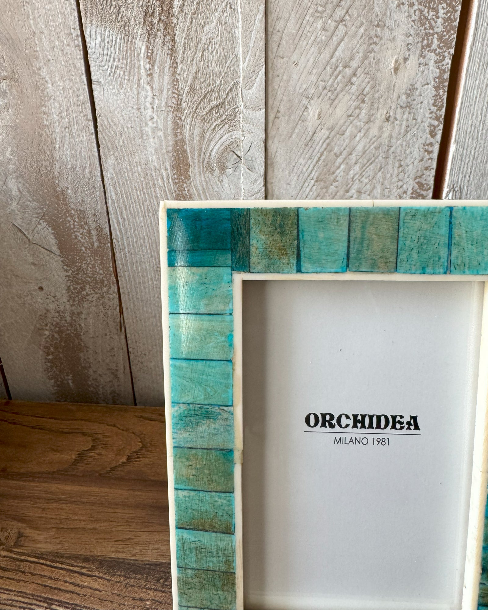 Portafoto con cornice in osso Turquoise small - OrchideaMilano1981