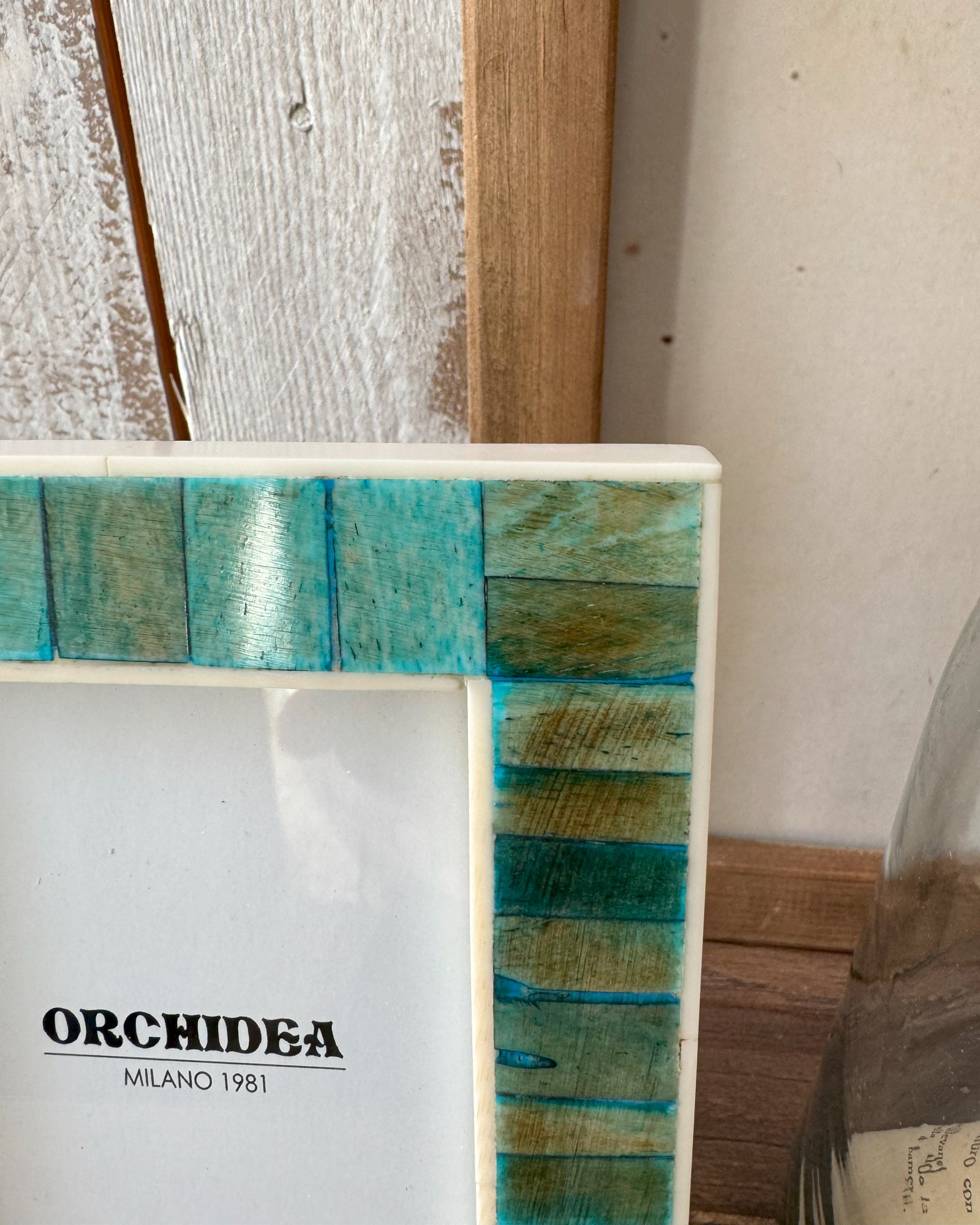 Portafoto con cornice in osso Turquoise small - OrchideaMilano1981