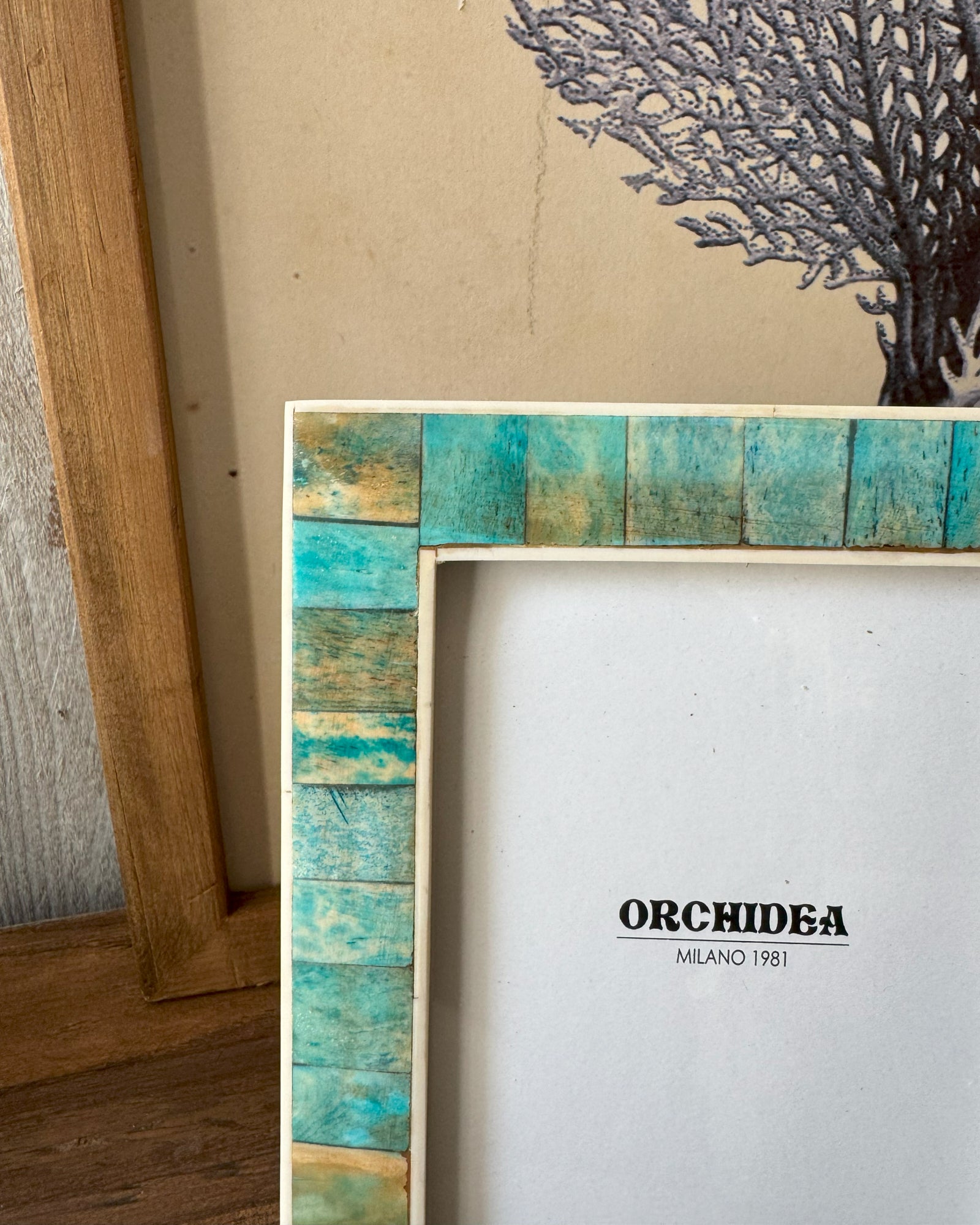 Portafoto con cornice in osso Turquoise big - OrchideaMilano1981