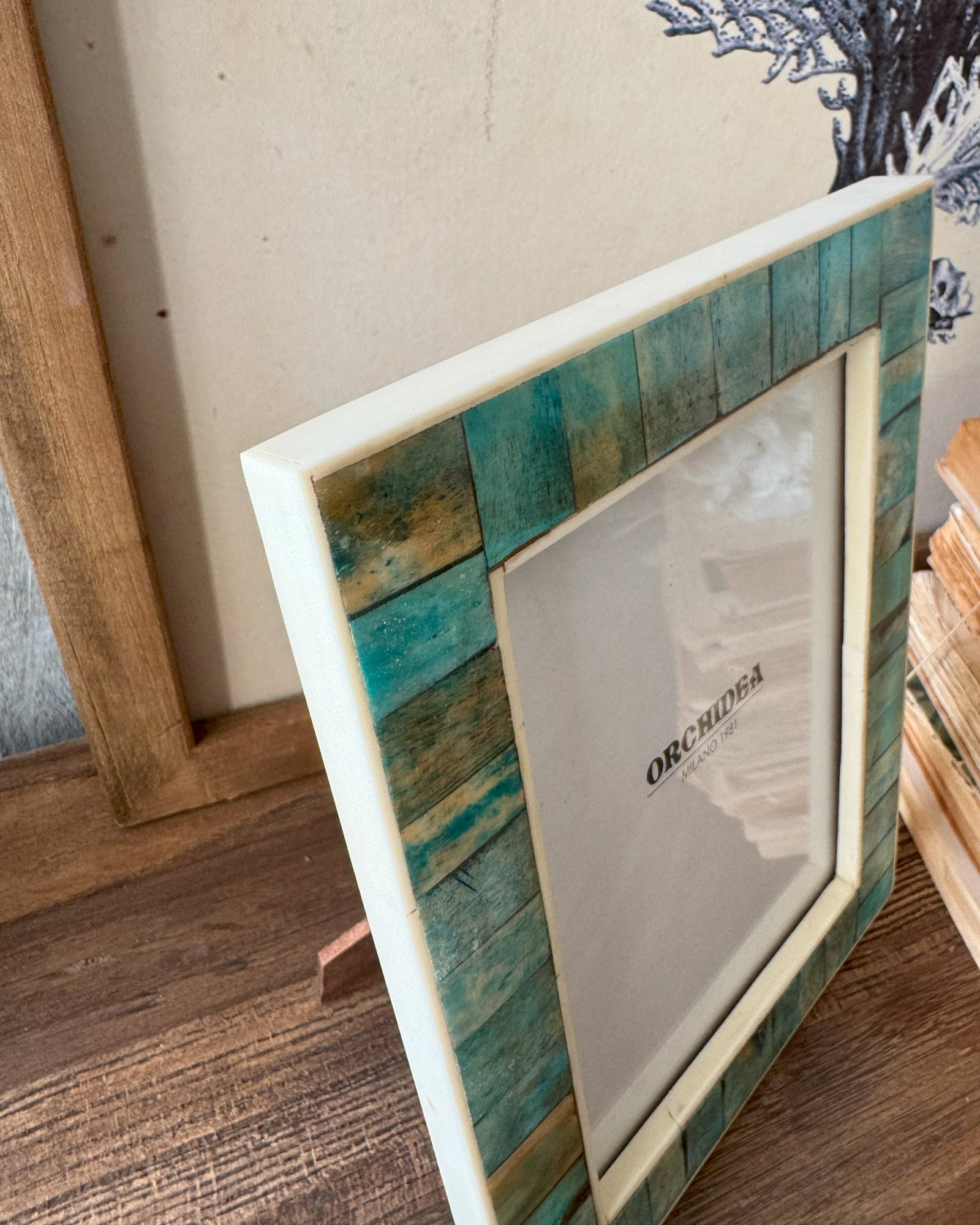 Portafoto con cornice in osso Turquoise big - OrchideaMilano1981
