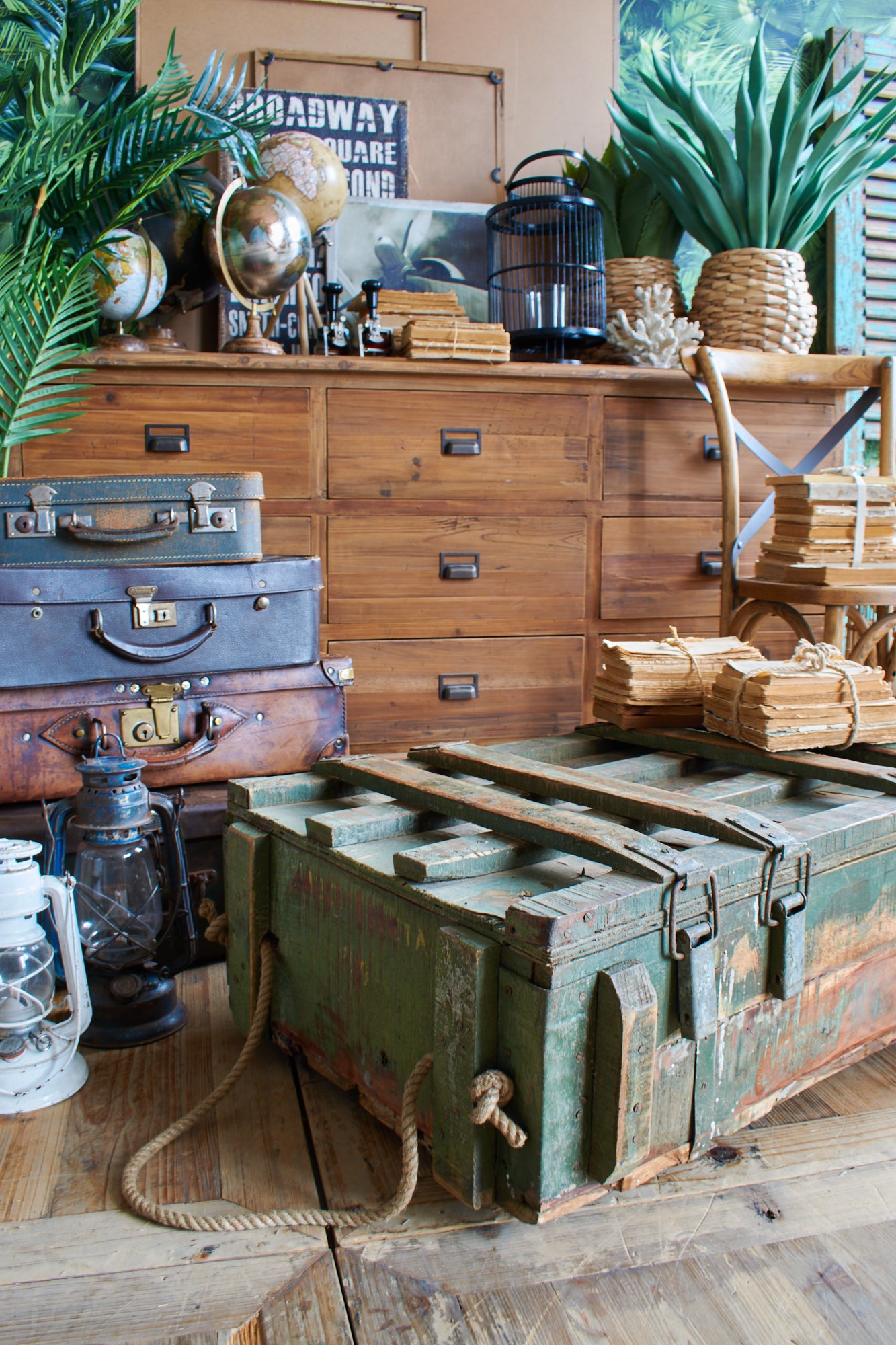 Baule in legno vintage Army modello B - OrchideaMilano1981