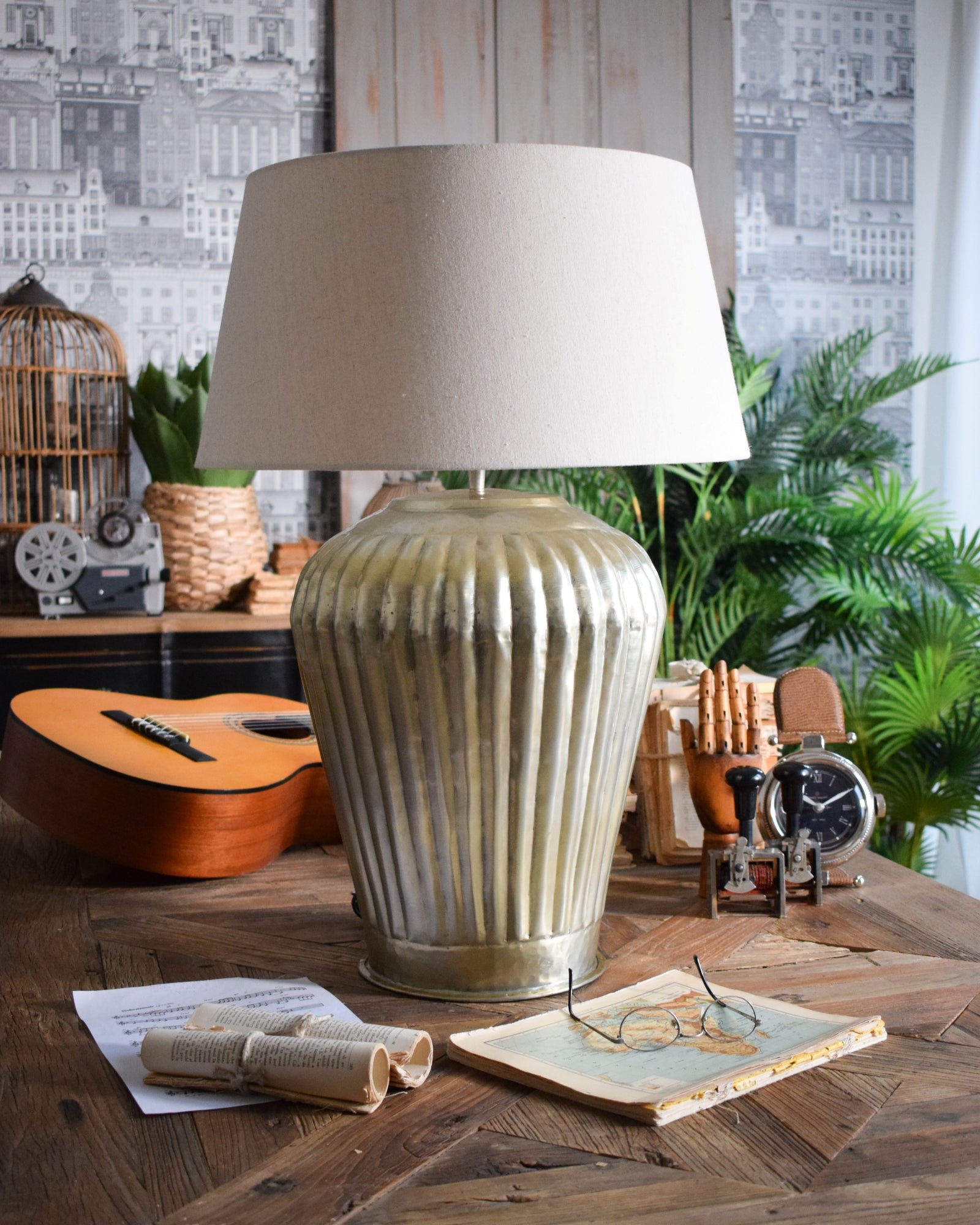 Lampada da tavolo in alluminio lavorato Madras - OrchideaMilano1981