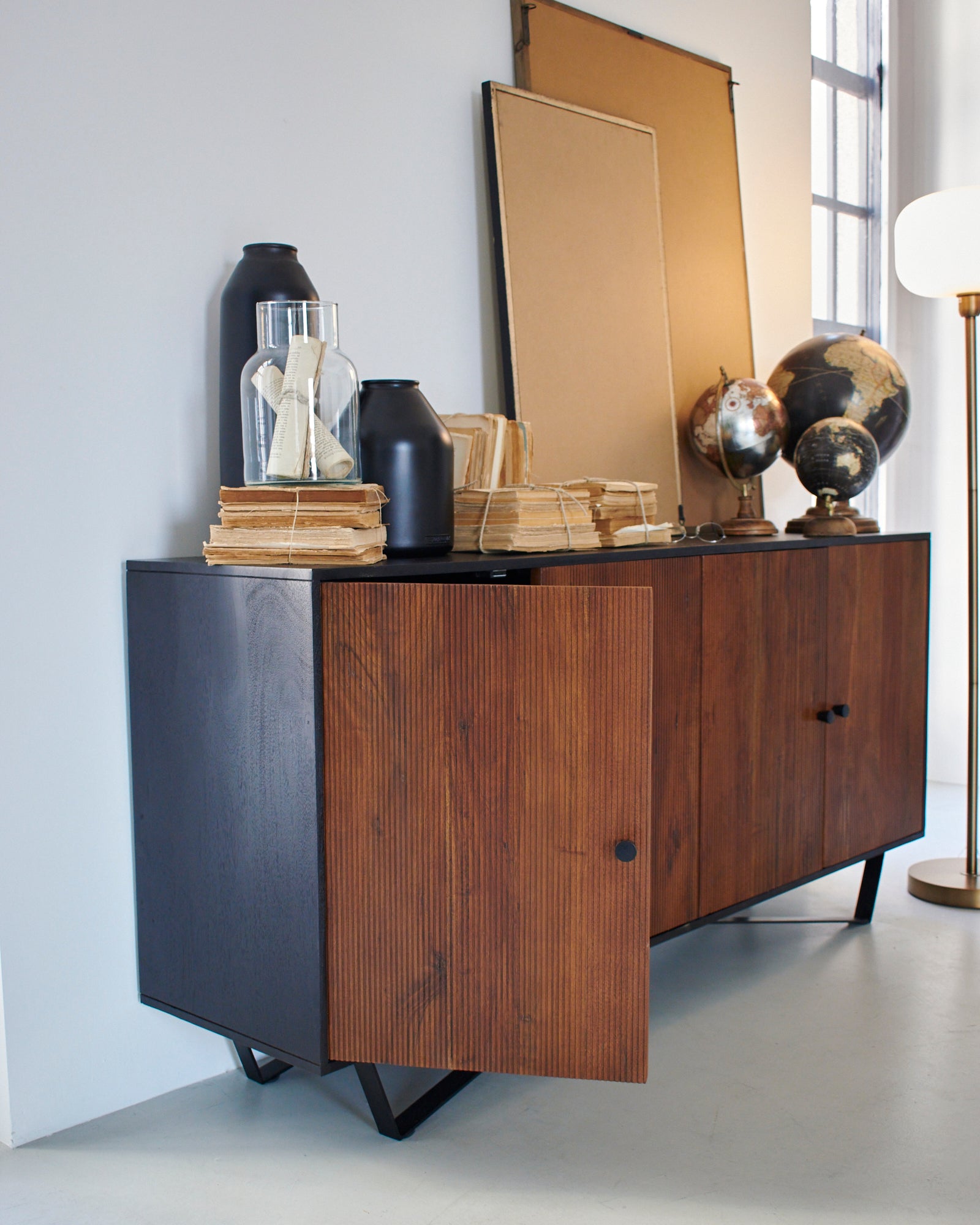 Credenza in legno massello e ferro Impronte 170 cm - OrchideaMilano1981