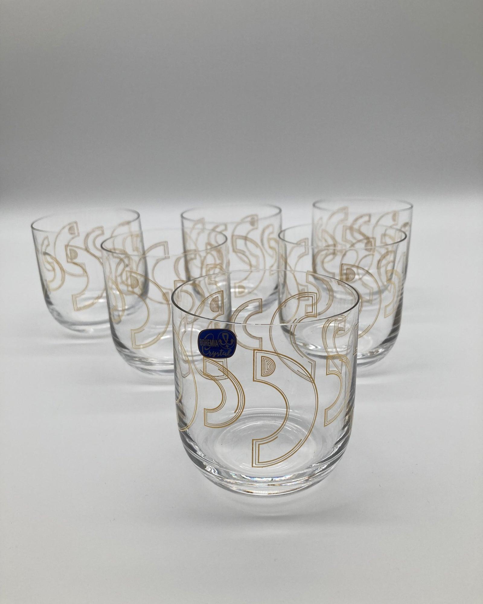Bicchieri da acqua in vetro cristallino Art Deco set da 12 - OrchideaMilano1981