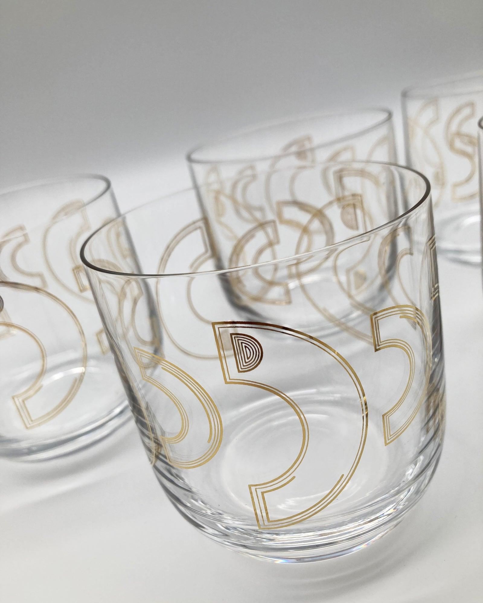 Bicchieri da acqua in vetro cristallino Art Deco set da 12 - OrchideaMilano1981
