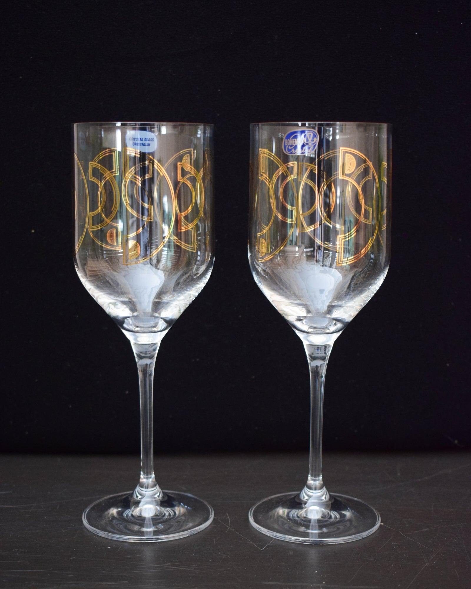 Calici in vetro cristallino Art Deco set da 12 - OrchideaMilano1981