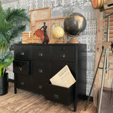 Cassettiera industriale in ferro Antique Black 105 cm - OrchideaMilano1981