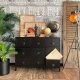 Cassettiera industriale in ferro Antique Black 105 cm - OrchideaMilano1981