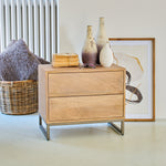 Comodino 2 cassetti in legno e ferro Skyline 60 cm - OrchideaMilano1981