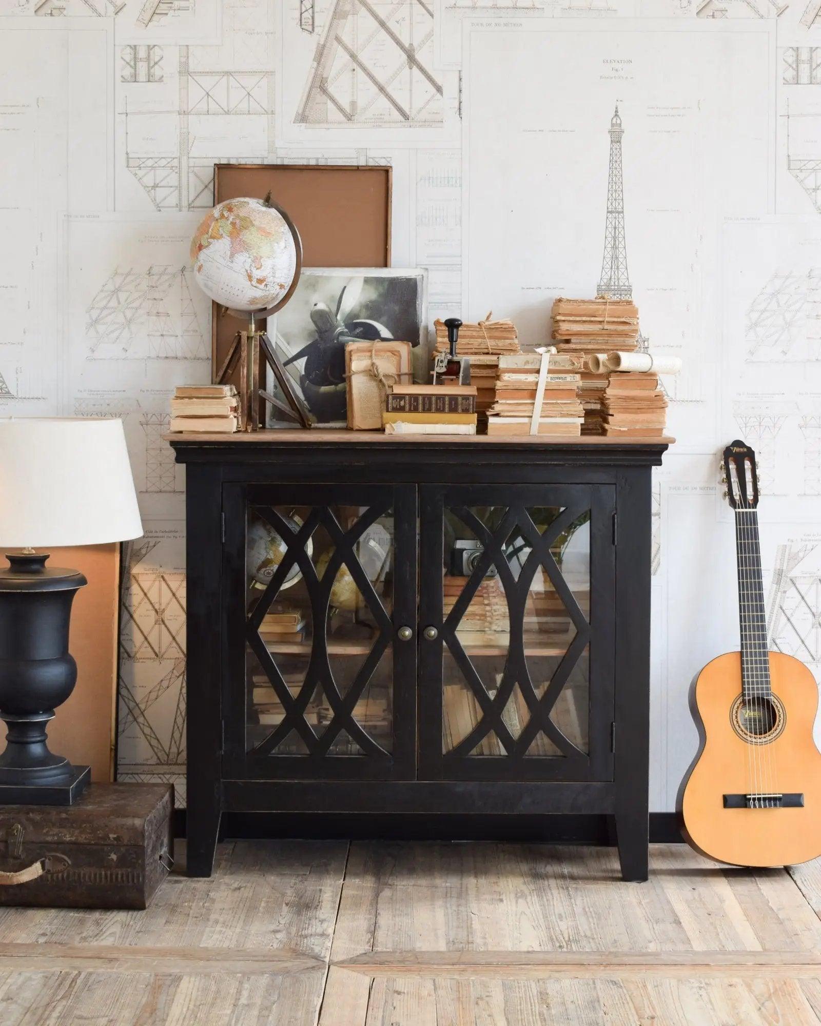 Credenza in legno e vetro Classic Black 112 cm - OrchideaMilano1981