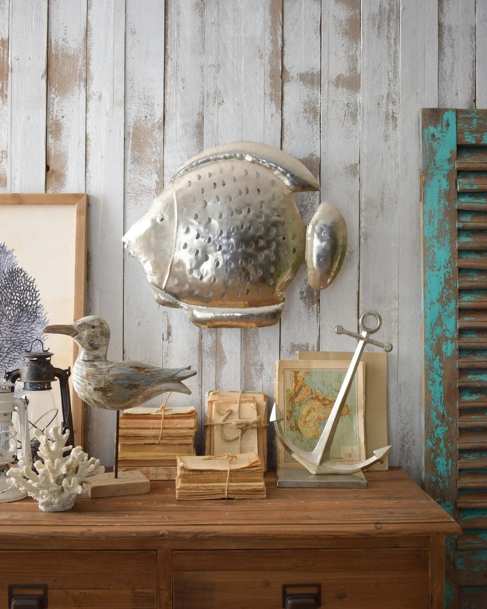DECORAZIONE DA PARETE FISH VINTAGE SILVER - OrchideaMilano1981