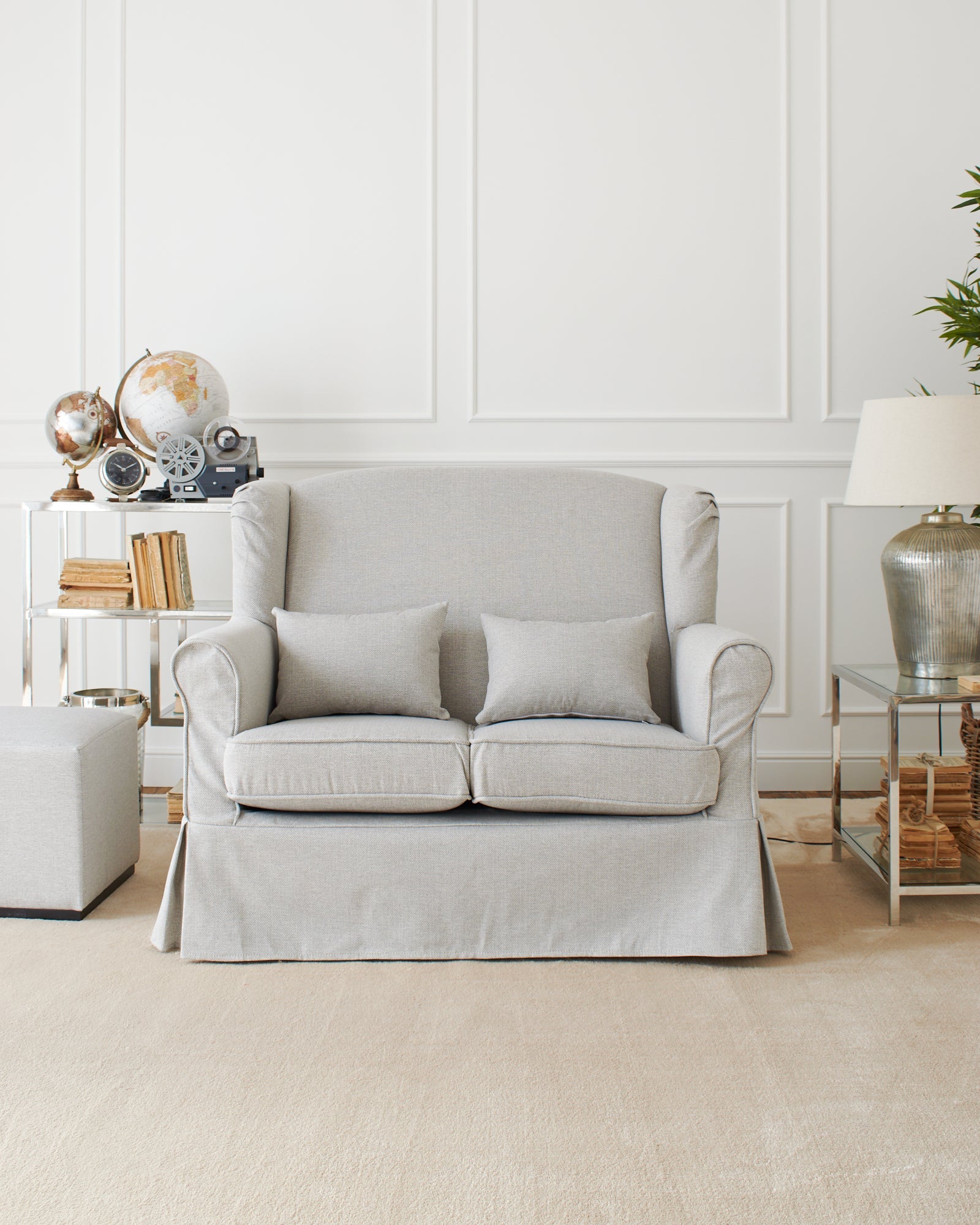 Divano 2 posti in tessuto sfoderabile White and Beige 130 cm - OrchideaMilano1981