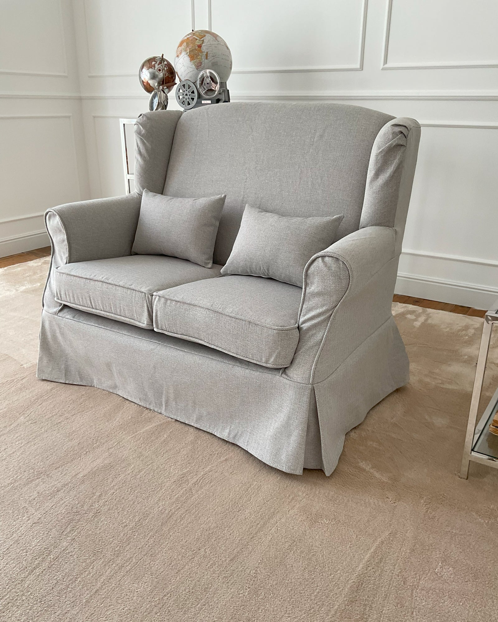 Divano 2 posti in tessuto sfoderabile White and Beige 130 cm - OrchideaMilano1981