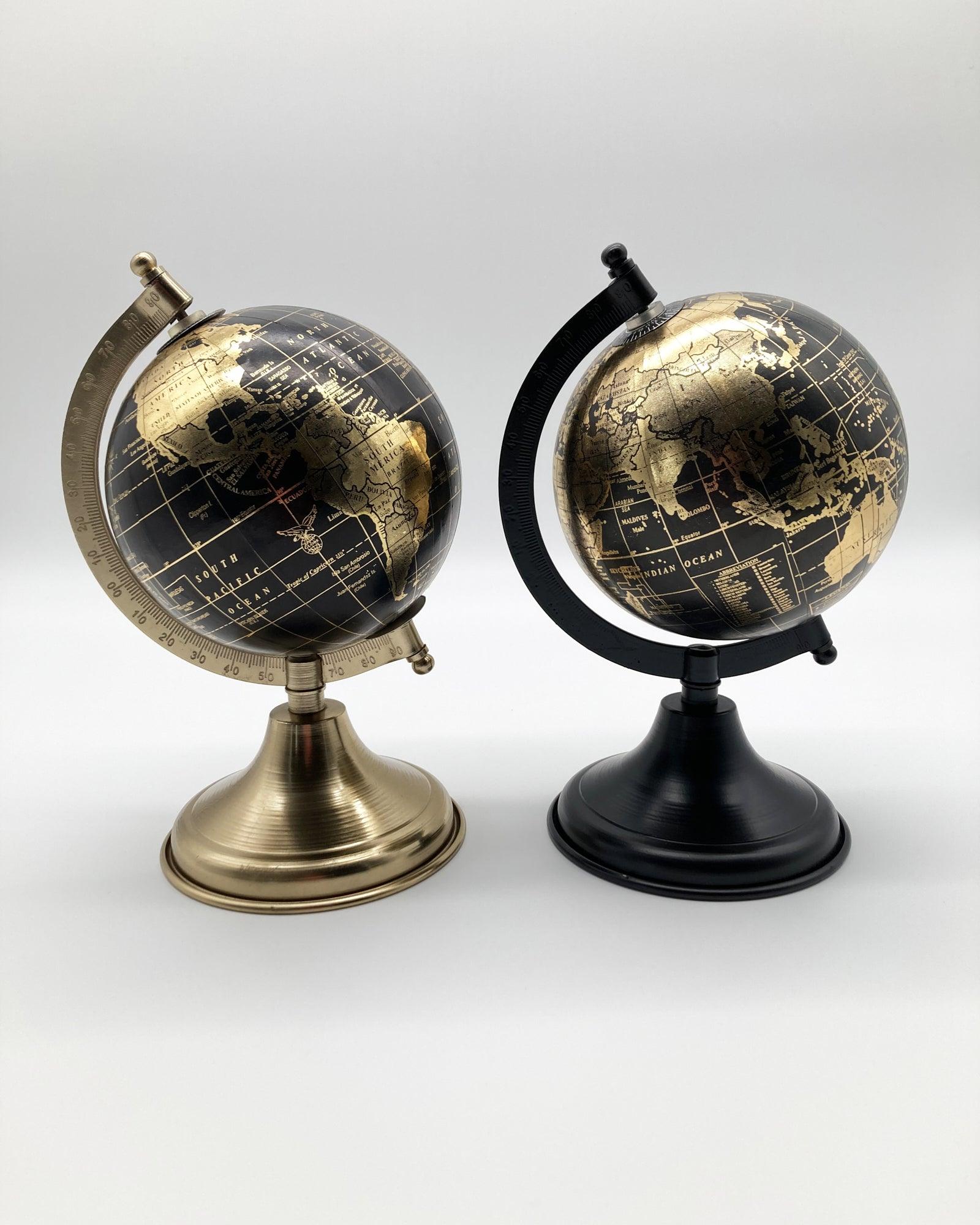 Mappamondi decorativi con base in metallo Golden Age set da 6 - OrchideaMilano1981