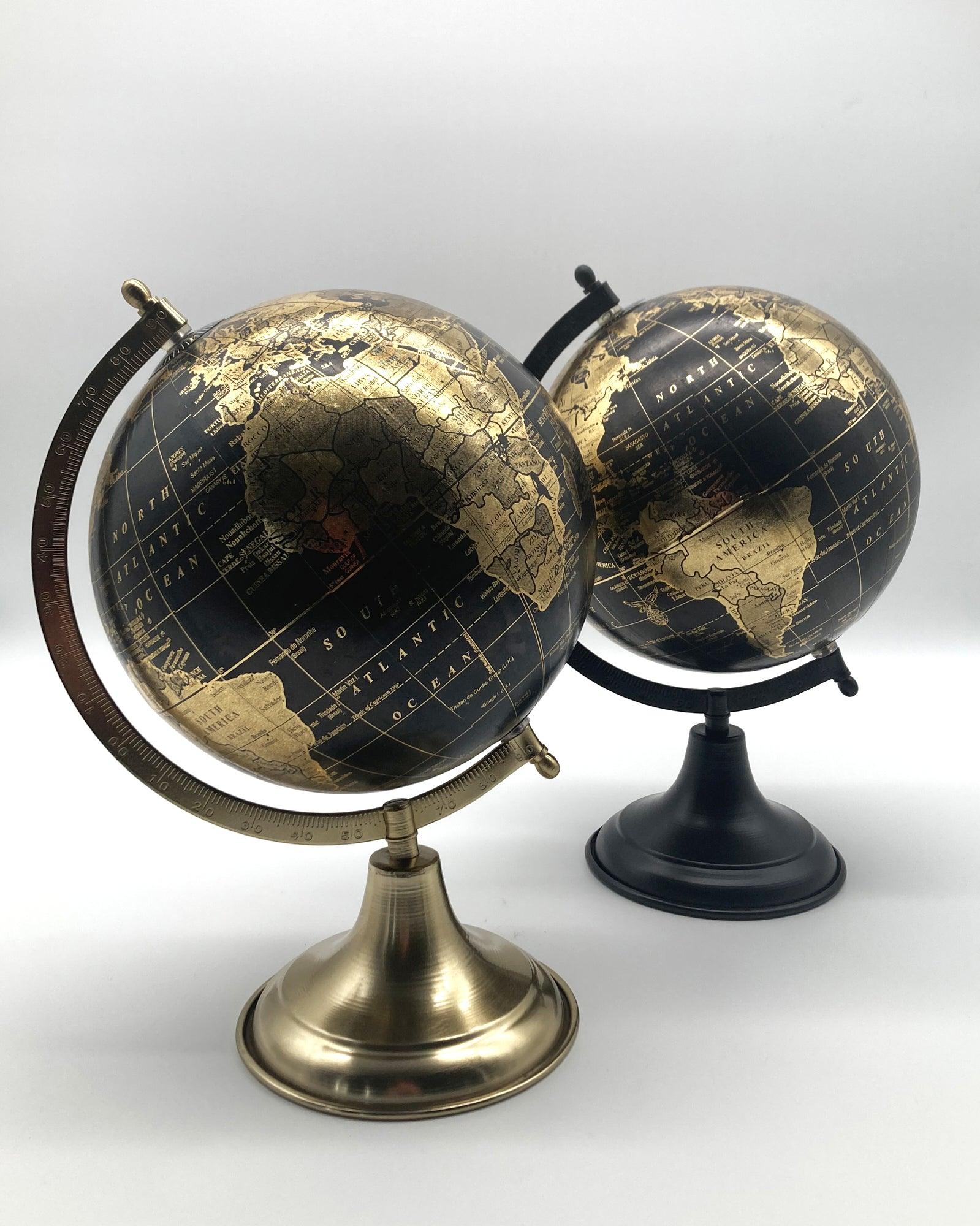 Mappamondi decorativi con base in metallo Golden Age set da 2 - OrchideaMilano1981