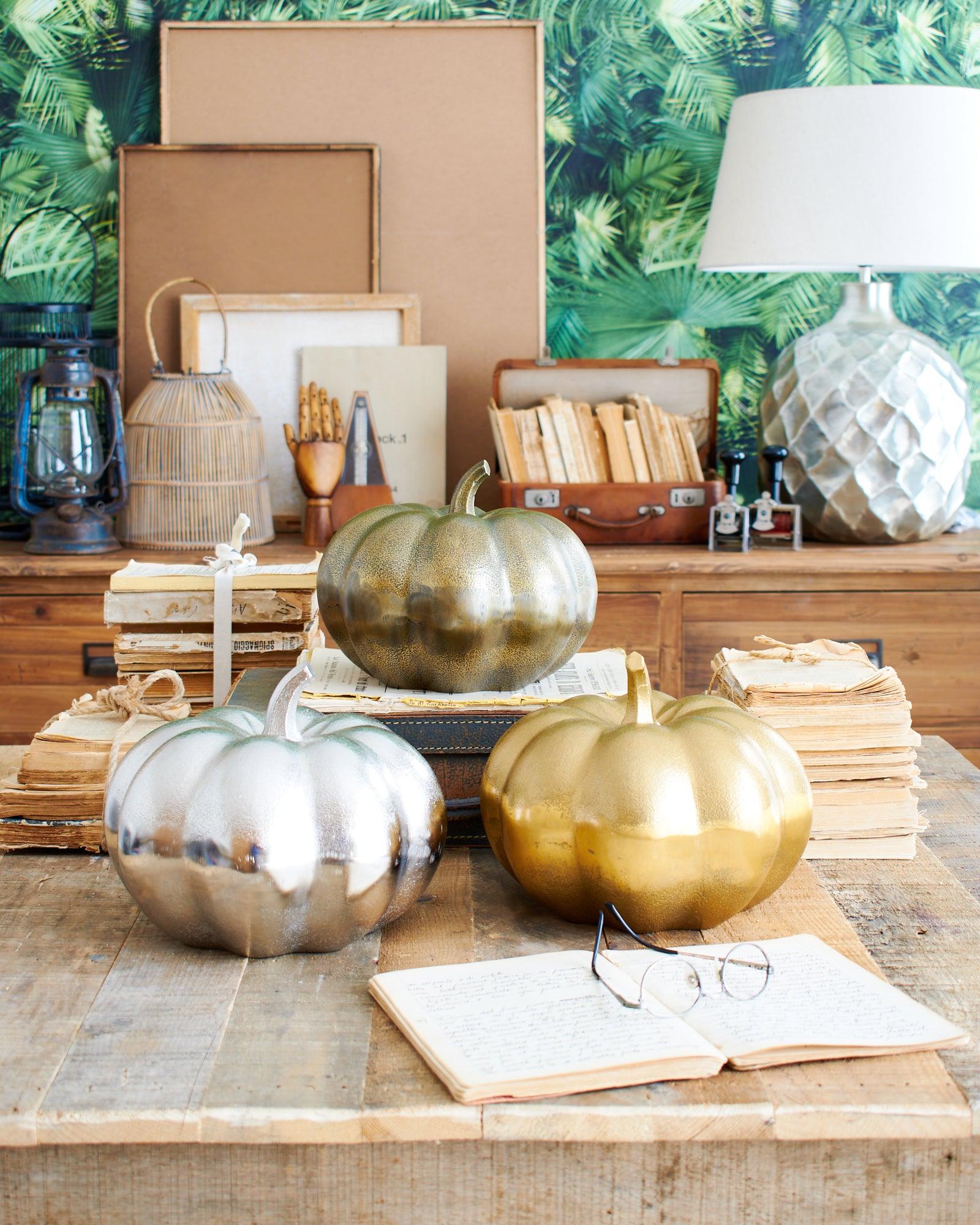Zucche decorative in fusione di alluminio Autumn Vibes set da 3 - OrchideaMilano1981