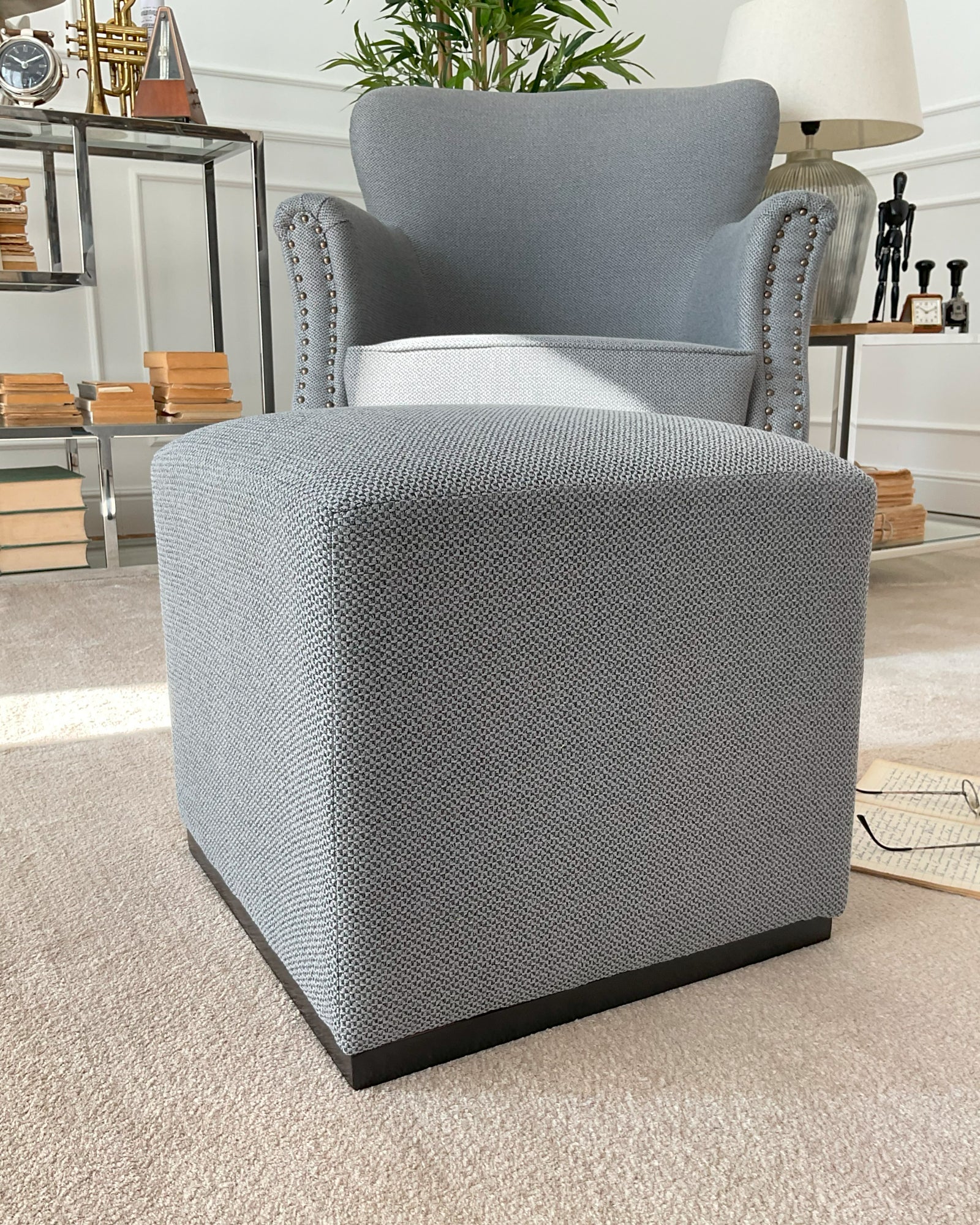Pouf a cubo in tessuto Dark Grey - OrchideaMilano1981