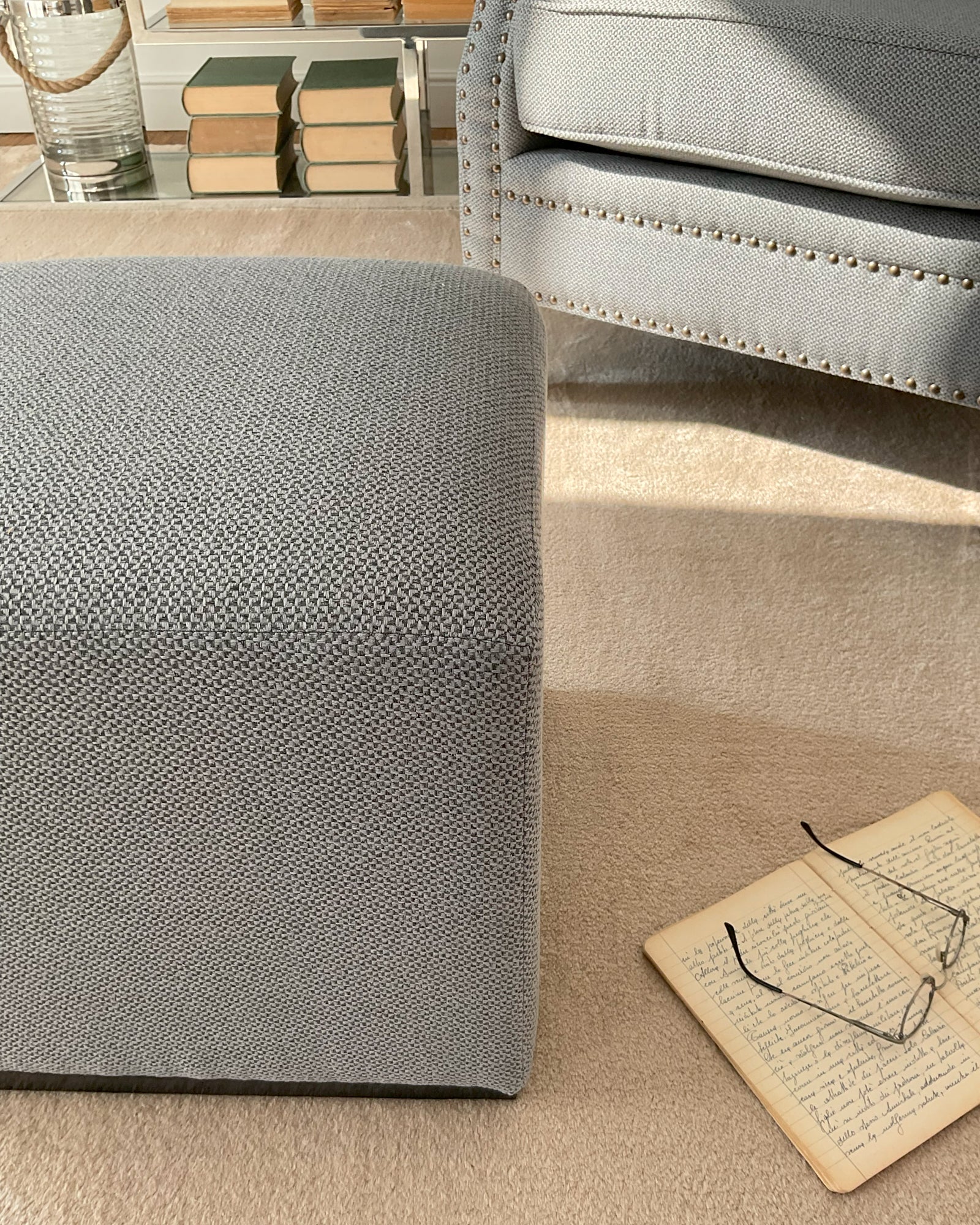 Pouf a cubo in tessuto Dark Grey - OrchideaMilano1981