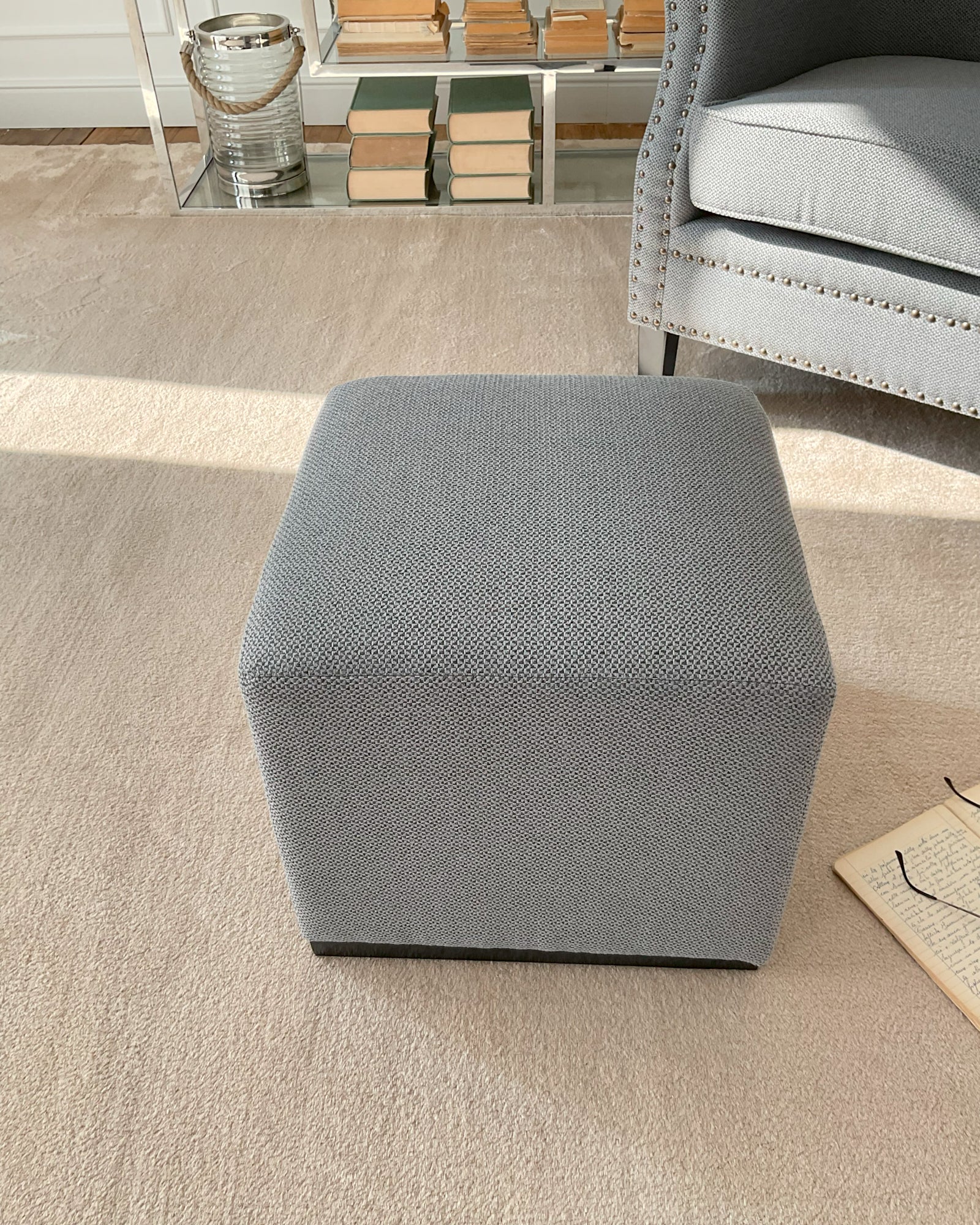 Pouf a cubo in tessuto Dark Grey - OrchideaMilano1981