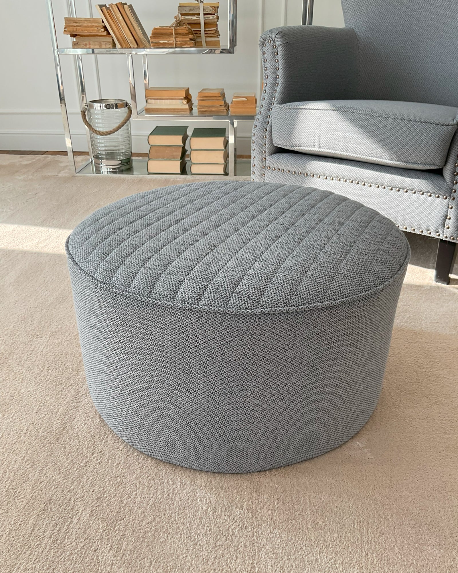 Pouf in tessuto capitonnè Dark Grey - OrchideaMilano1981