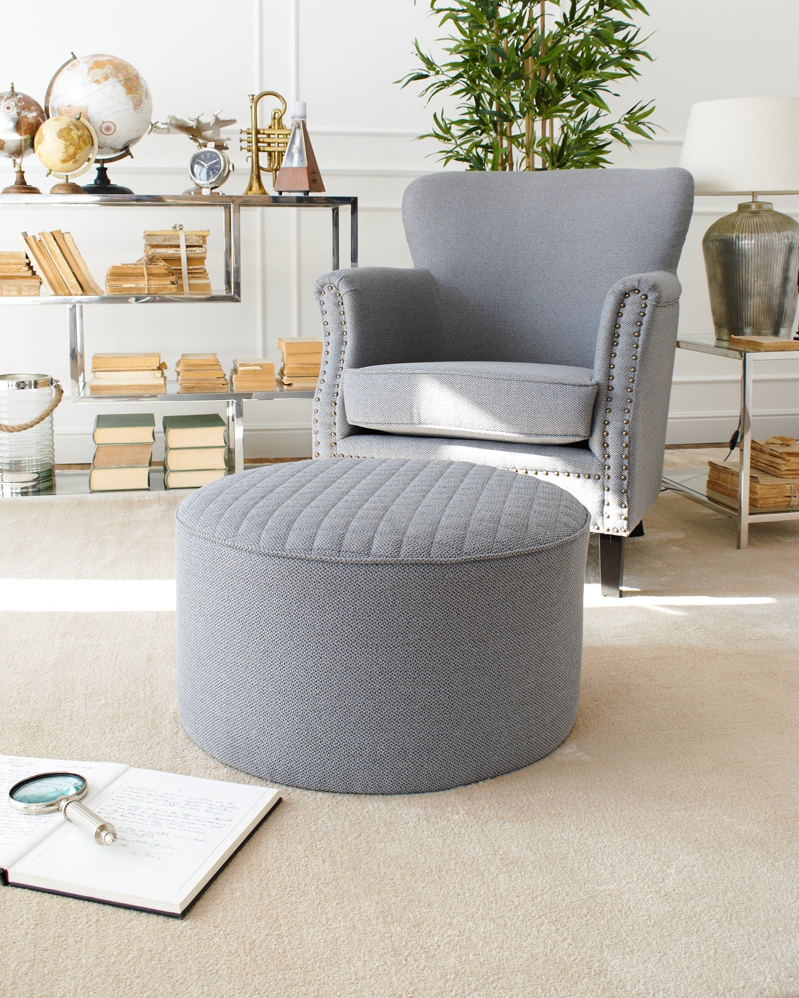 Pouf in tessuto capitonnè Dark Grey - OrchideaMilano1981