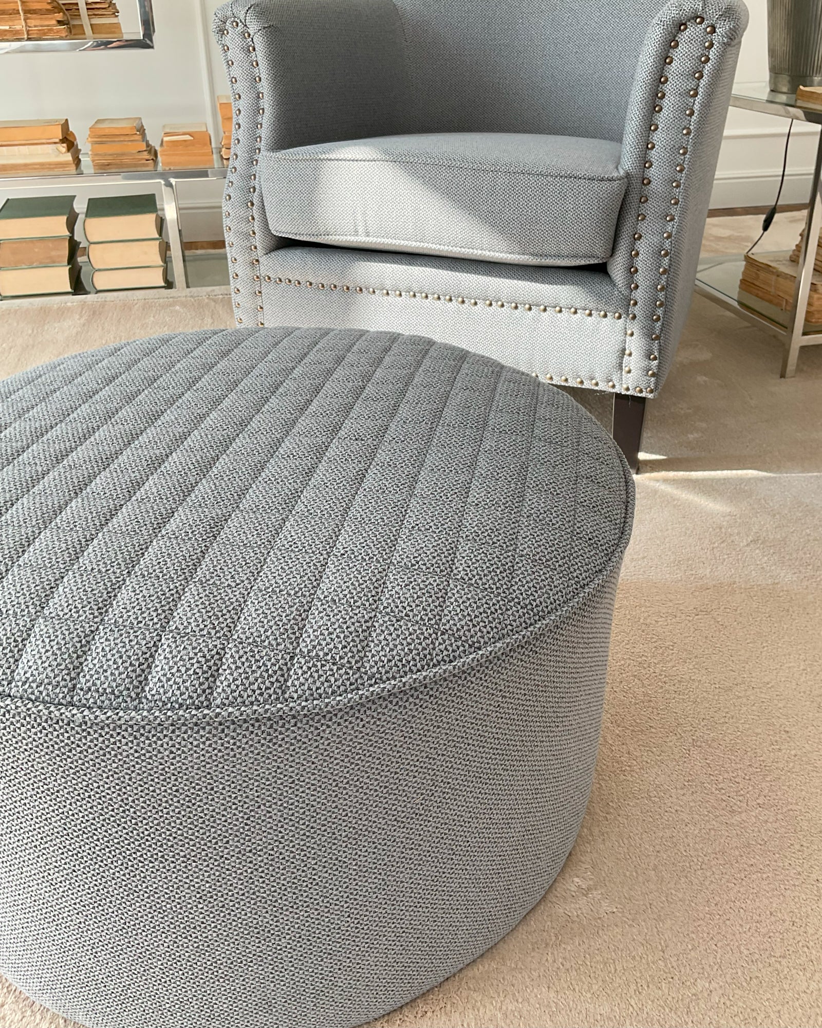 Pouf in tessuto capitonnè Dark Grey - OrchideaMilano1981