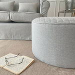Pouf in tessuto capitonnè White and Beige - OrchideaMilano1981