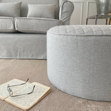 Pouf in tessuto capitonnè White and Beige - OrchideaMilano1981