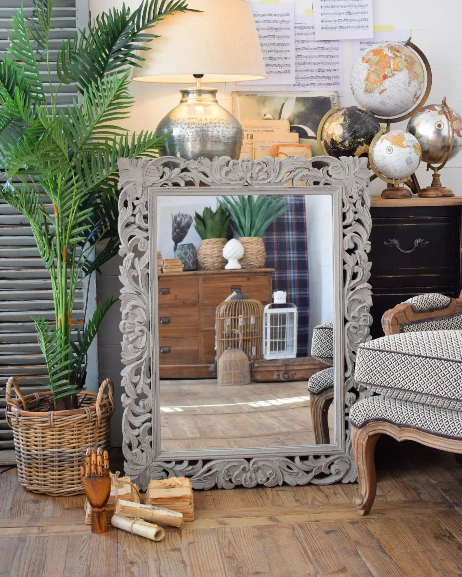 Specchiera da parete in legno Antique Grey - OrchideaMilano1981